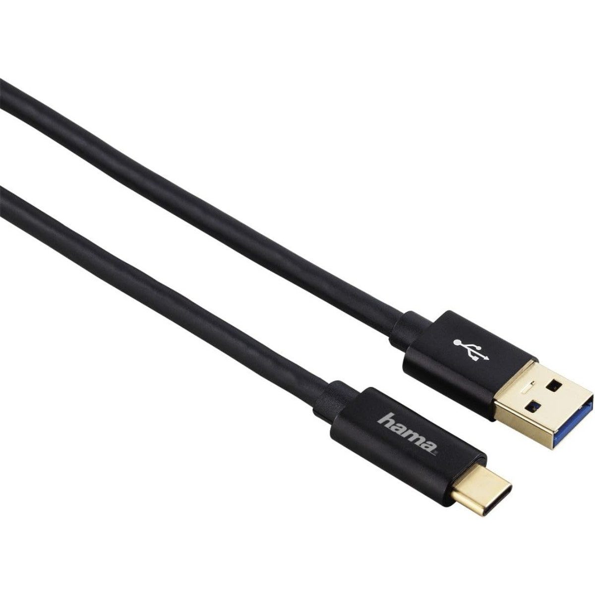 Hama USB zu USB-C Kabel 1 m Schwarz – Lade- und Datenkabel Smartphone-Kabel, USB-C, USB Typ A, (100 cm)