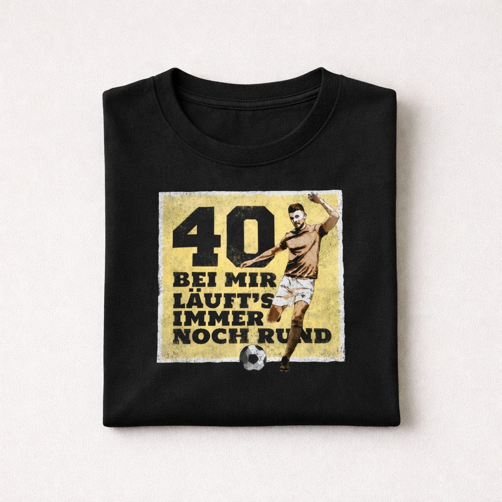 Blondie & Brownie T-Shirt Vater Geburtstag 40 Jahre Rund Fußball Motiv Herren Shirt (Einzelartikel) Vater Geburtstag 40 Jahre Rund Fußball Motiv Herren Shirt Humor