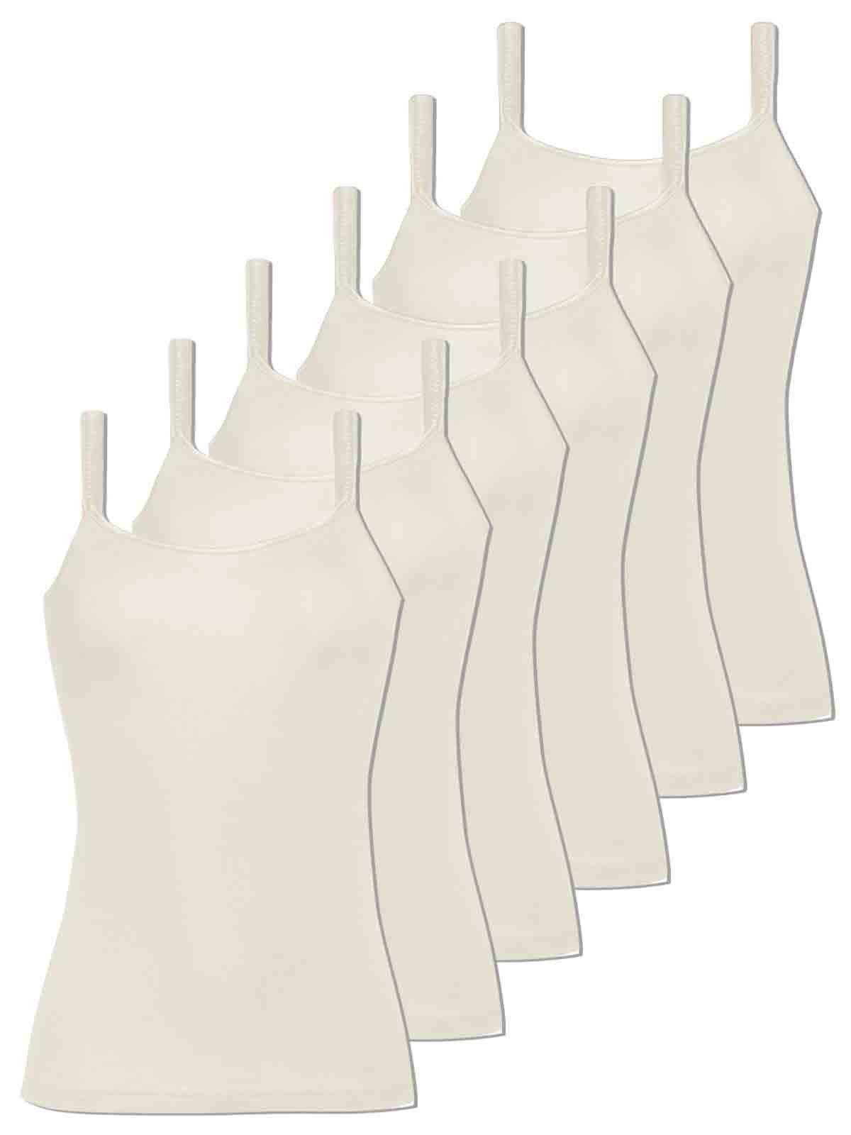 COMAZO Achselhemd 6er Pack Damen Träger-Unterhemd (Packung, 6-St) - offwhite