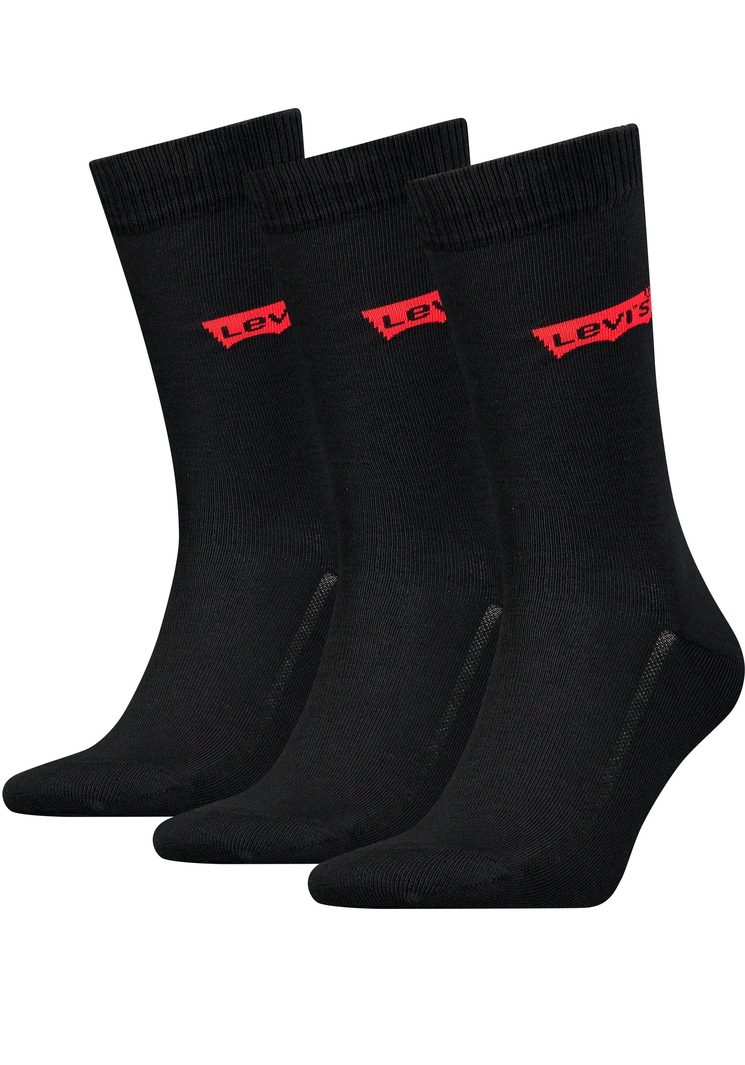 Levi's® Socken (Packung, 3-Paar) LEVIS REGULAR CUT BATWING LOGO RECYCLED COTTON 3P black