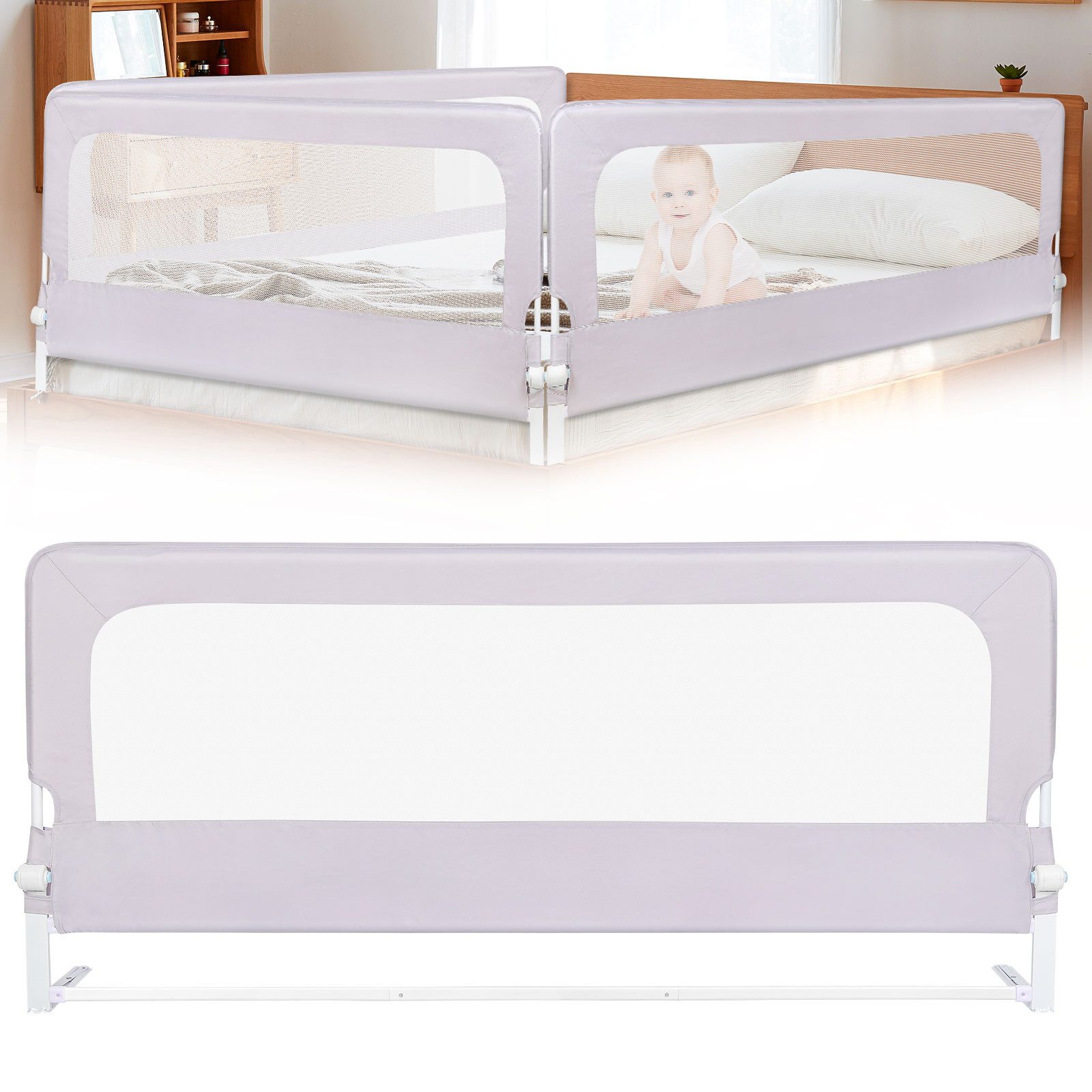 JEOBEST Bettschutzgitter Bettgitter Rausfallschutz fürs Babybett, Zusammenk günstig online kaufen
