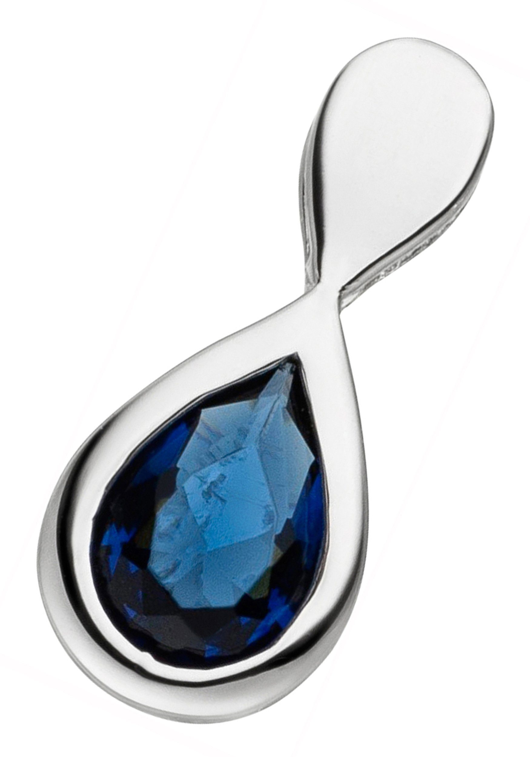 JOBO Kettenanhänger Anhänger Tropfen, 925 Silber mit blauem Glasstein
