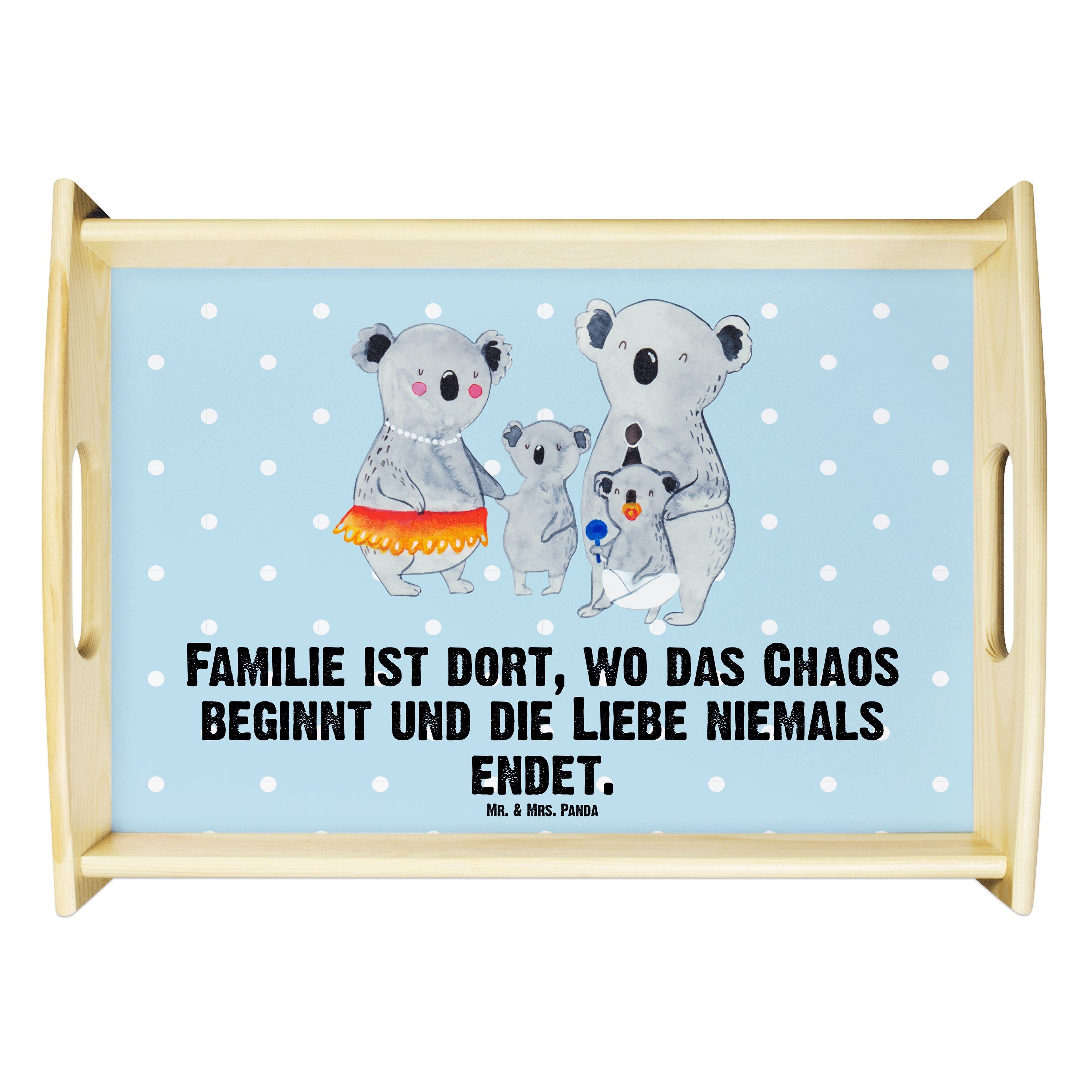 Mr. & Mrs. Panda Tablett Mama, (1-tlg) Pastell Echtholz Familie Familienleben, - Geschenk, Oma, lasiert, Blau Koala - Br