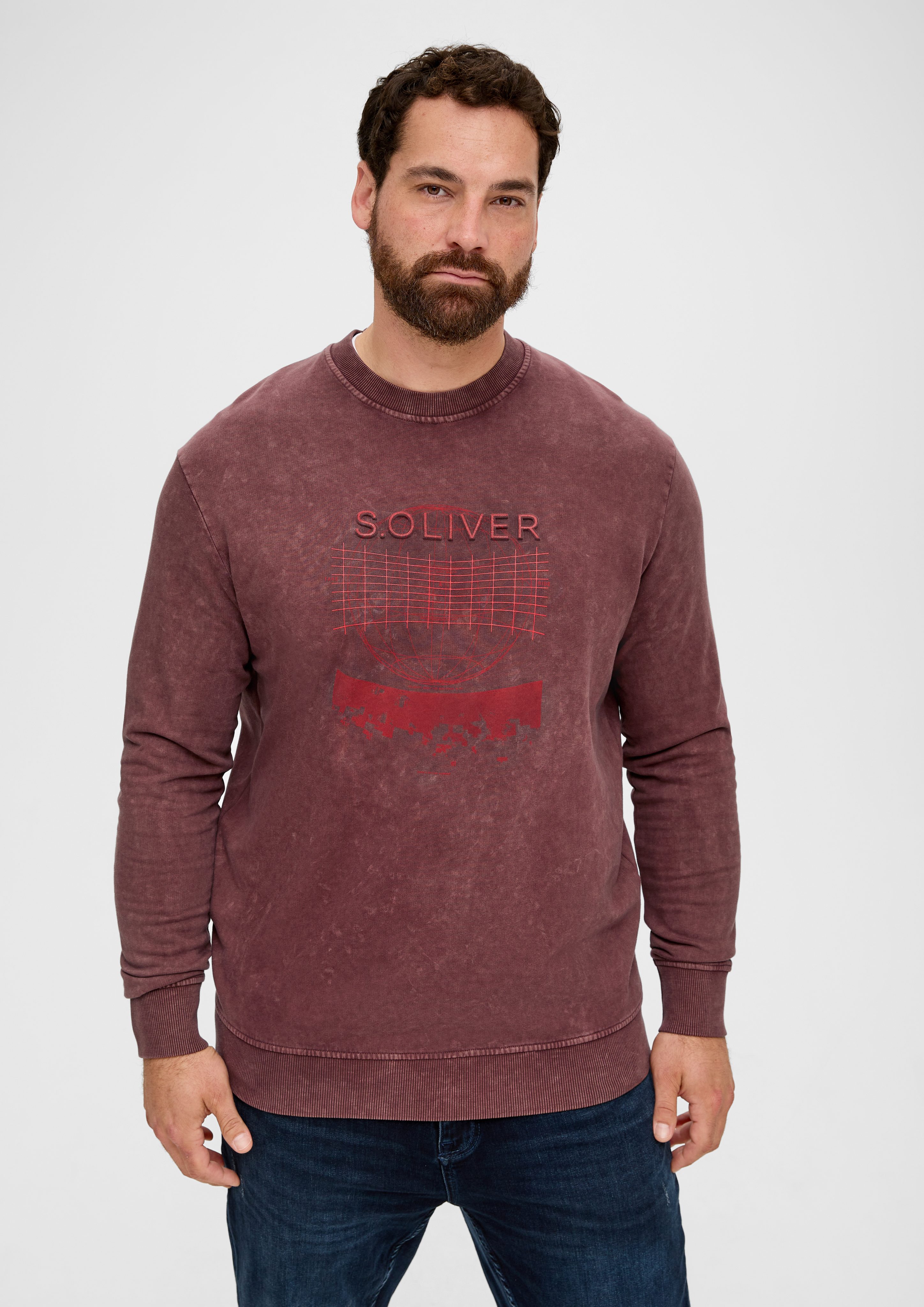 s.Oliver Grafik-Print Sweatshirt mit Sweatshirt rostrot