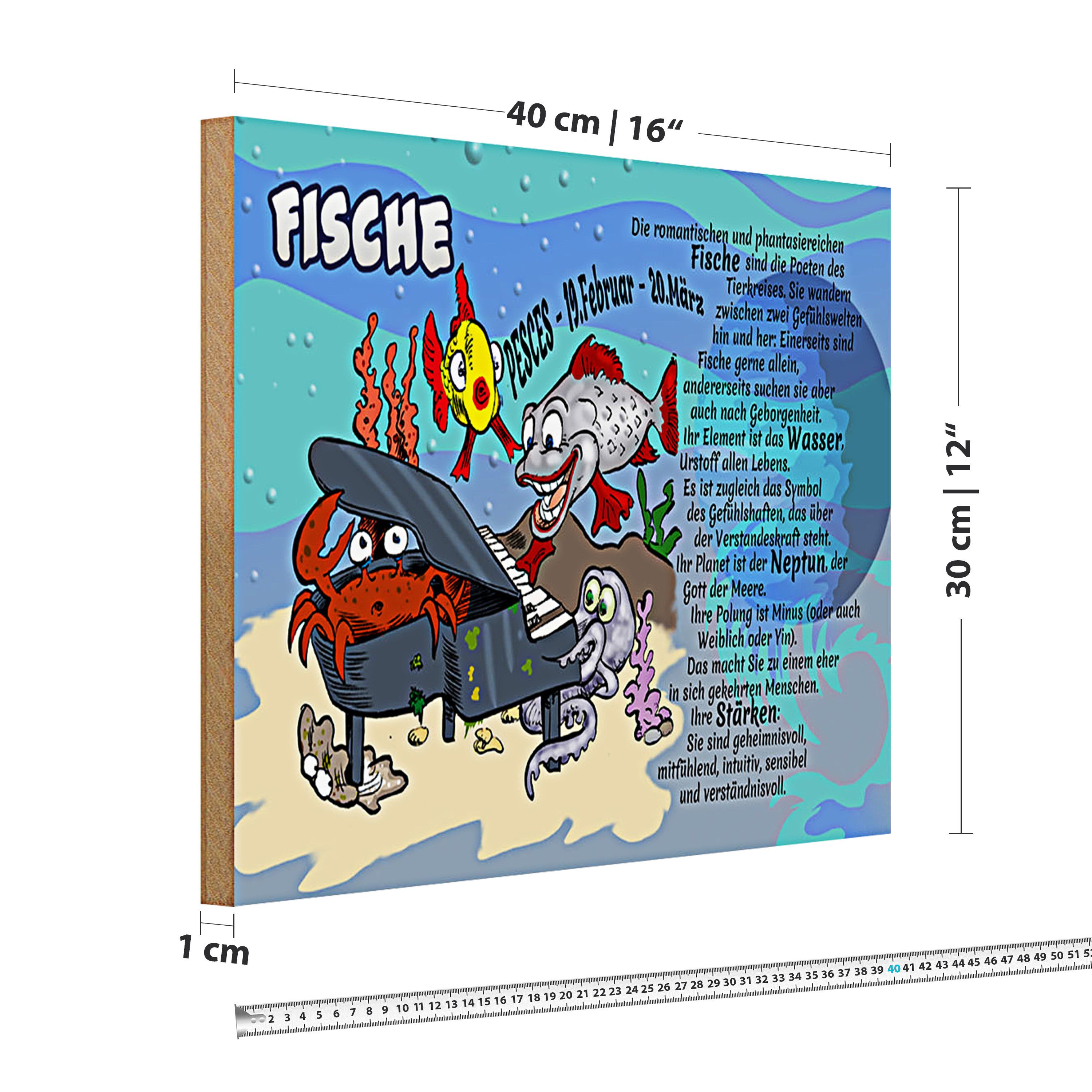 Roomando Holzbild Sternzeichen 40x30cm Fische 19 Februar 20 März