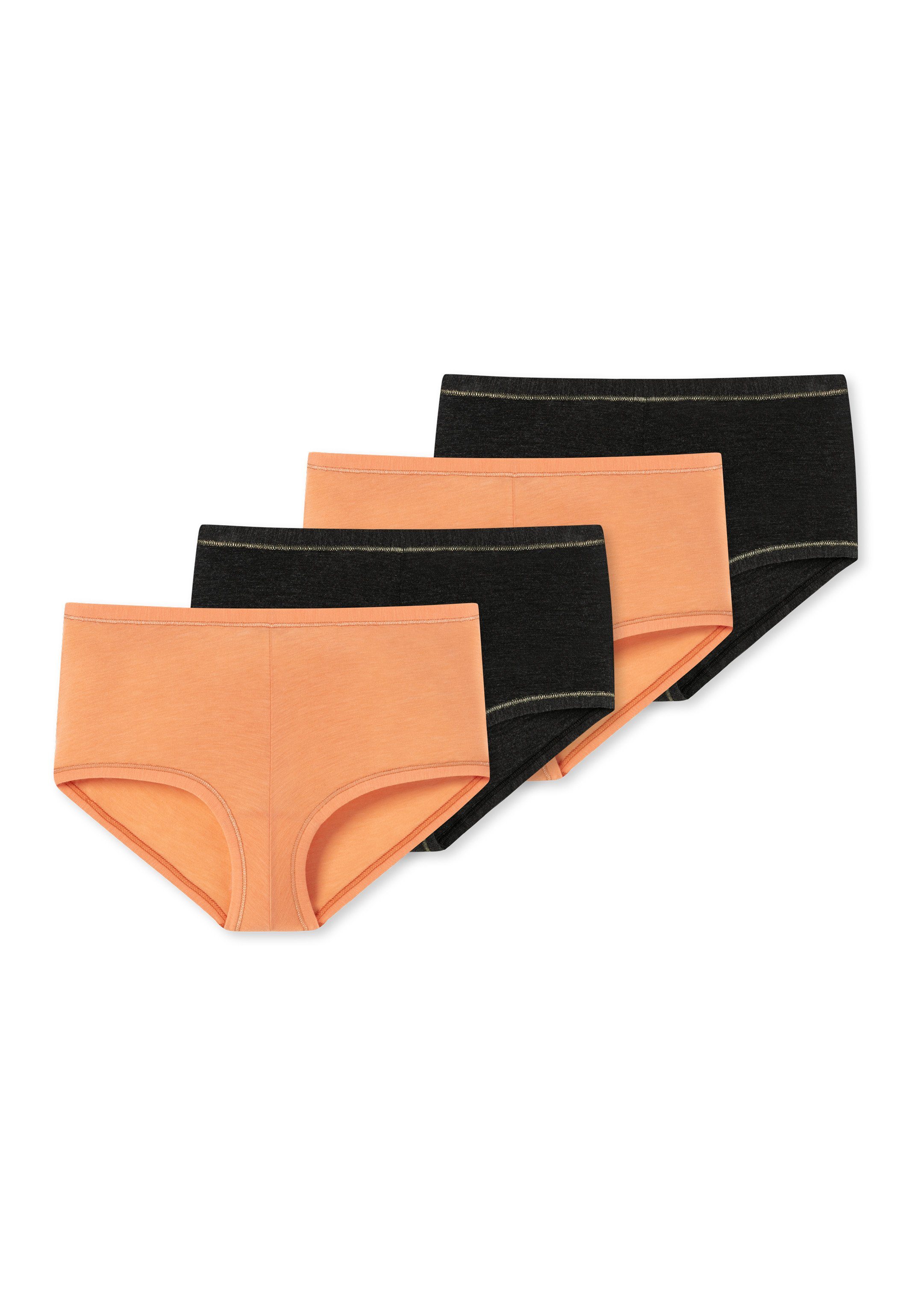 und Personal Panty Fit Baumwolle Pack (Spar-Set, Bund- Teens Panty Girls - - Schiesser Beinabschluss Feiner 4er 4-St) Einfass mit Orange/Schwarz