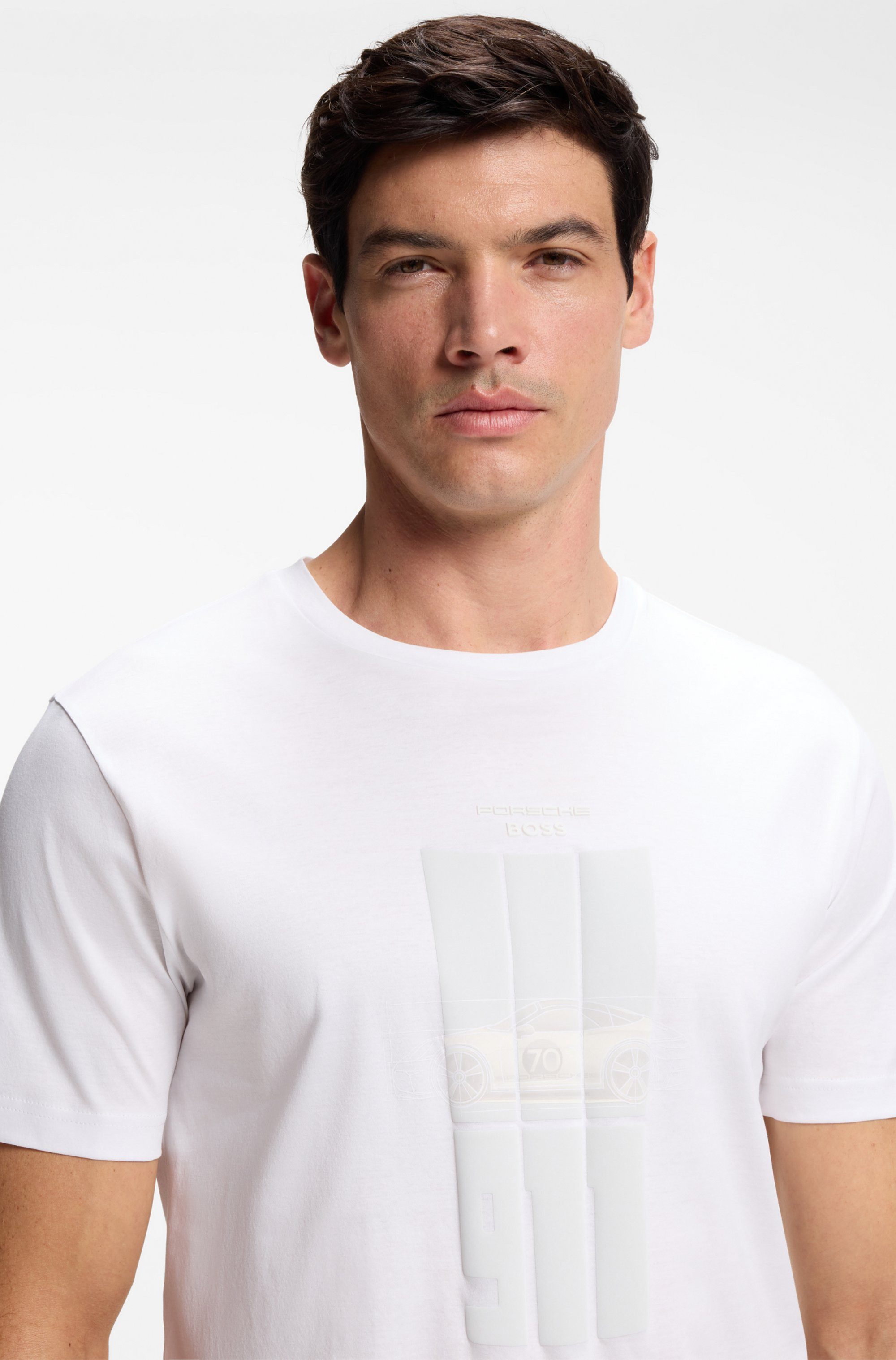 BOSS GREEN T-Shirt Porsche Spirit 70 Capsule Collection Premium Herrenmode Innovative Geruchskontroll-Technologie HEIQ MINT
