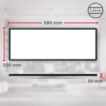 B.K.Licht Deckenleuchte LED Panel 58x20cm ultra-flach dimmbar 22W 3000 Lumen schwarz - BKL1555, Dimmfunktion, LED fest integriert, Farbwechsler - Warmweiß, Neutralweiß, Kaltweiß, Deckenlampe Backlight RGB Farbwechsel Fernbedienung 4000K Wohnzimmer