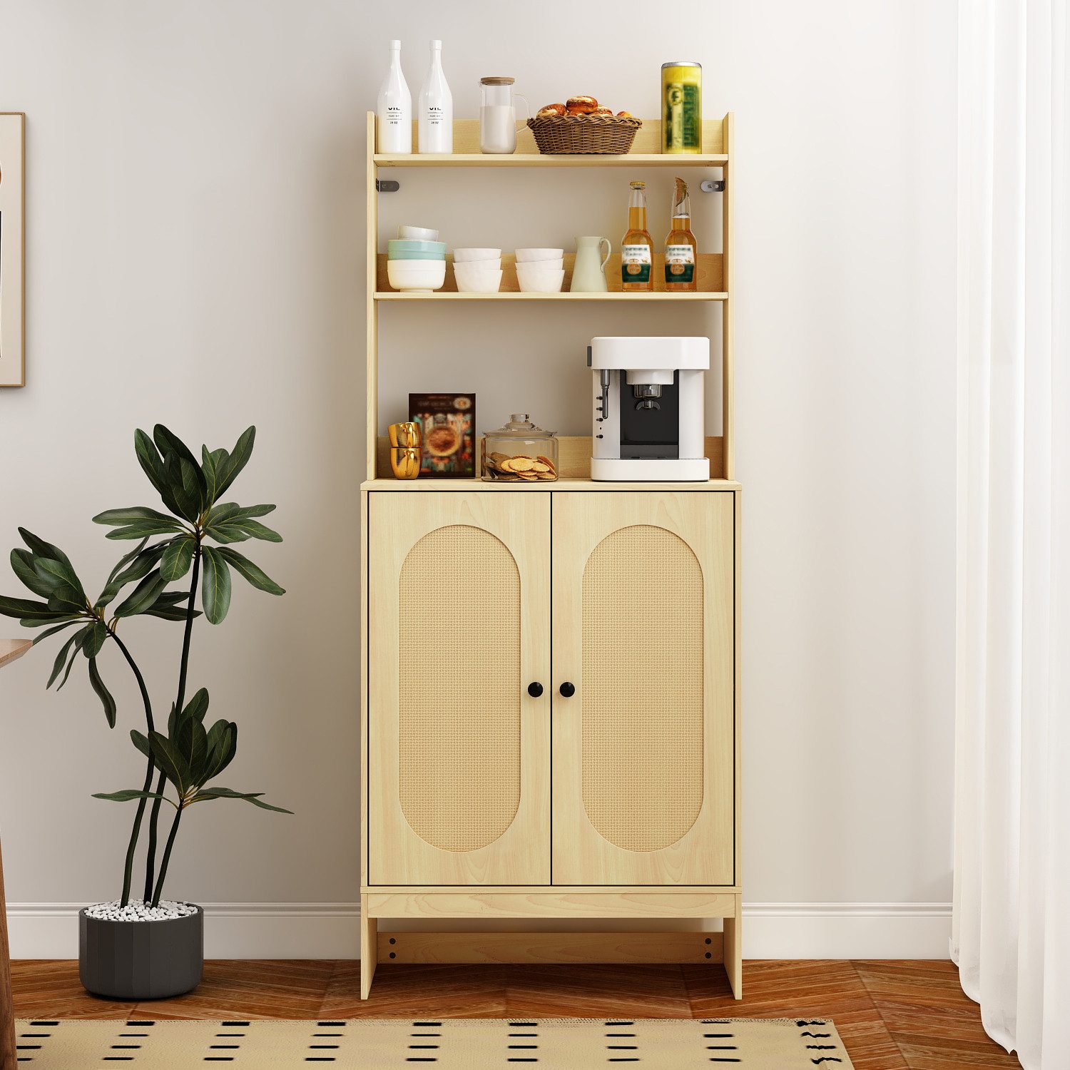 FUFU&GAGA Standregal Rattan-Sideboard,Hochschrank mit Rattan-Türen, MDF, günstig online kaufen