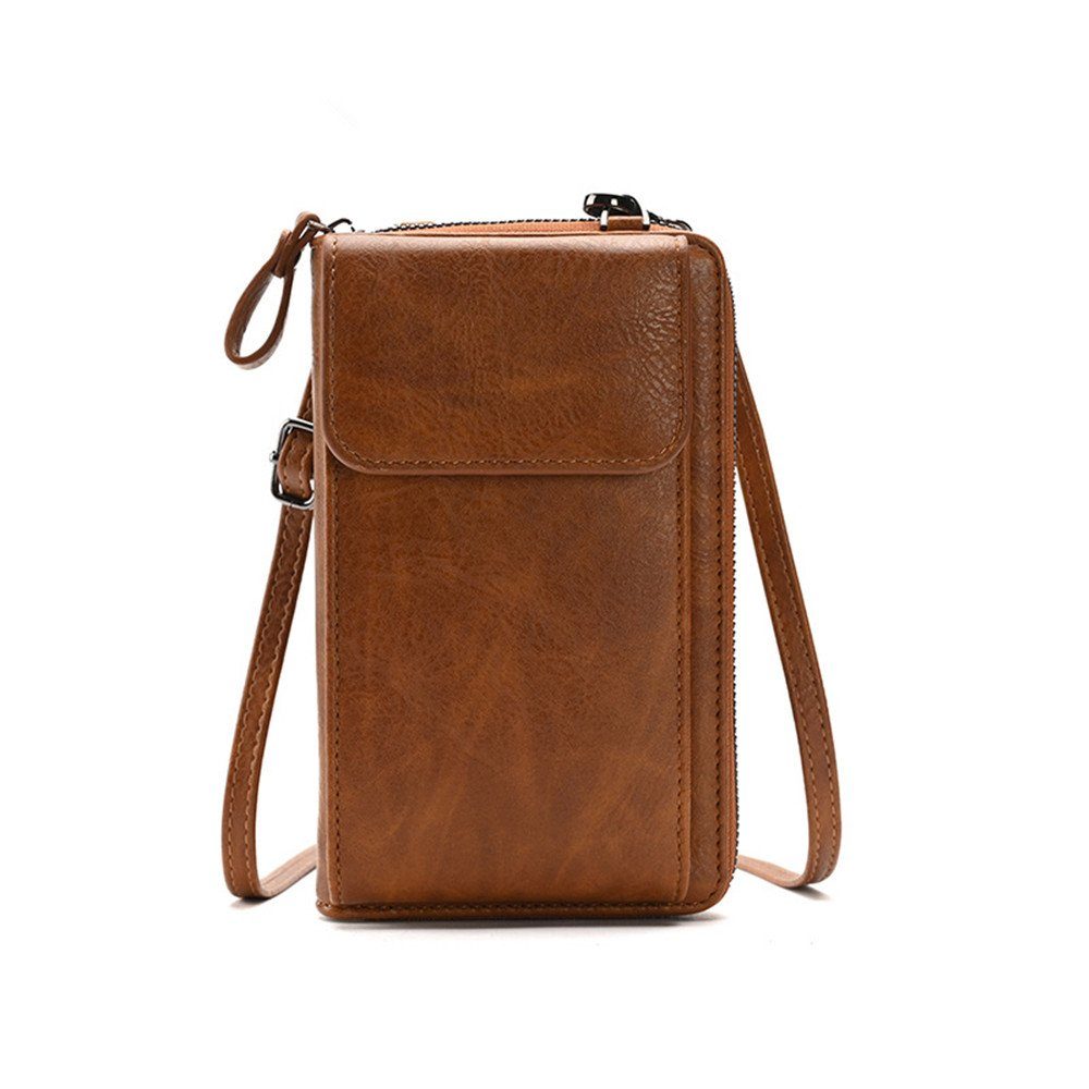 Made In Italy Damen Leder Handytasche Tasche Umhängetasche Geldbörse Schultertasche Brieftasche Smartphone Geldtasche Ledertasche Crossbody Abendtasch, 43,95