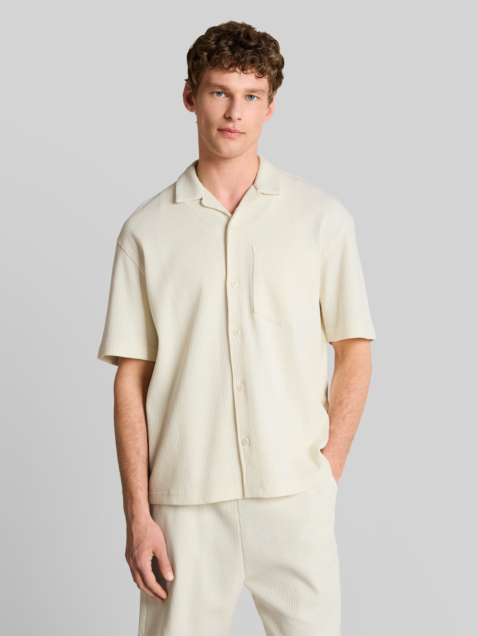TOM TAILOR Denim Kurzarmhemd Blusen & Shirts Relaxed Fit Resort Hemd mit Waffelstruktur