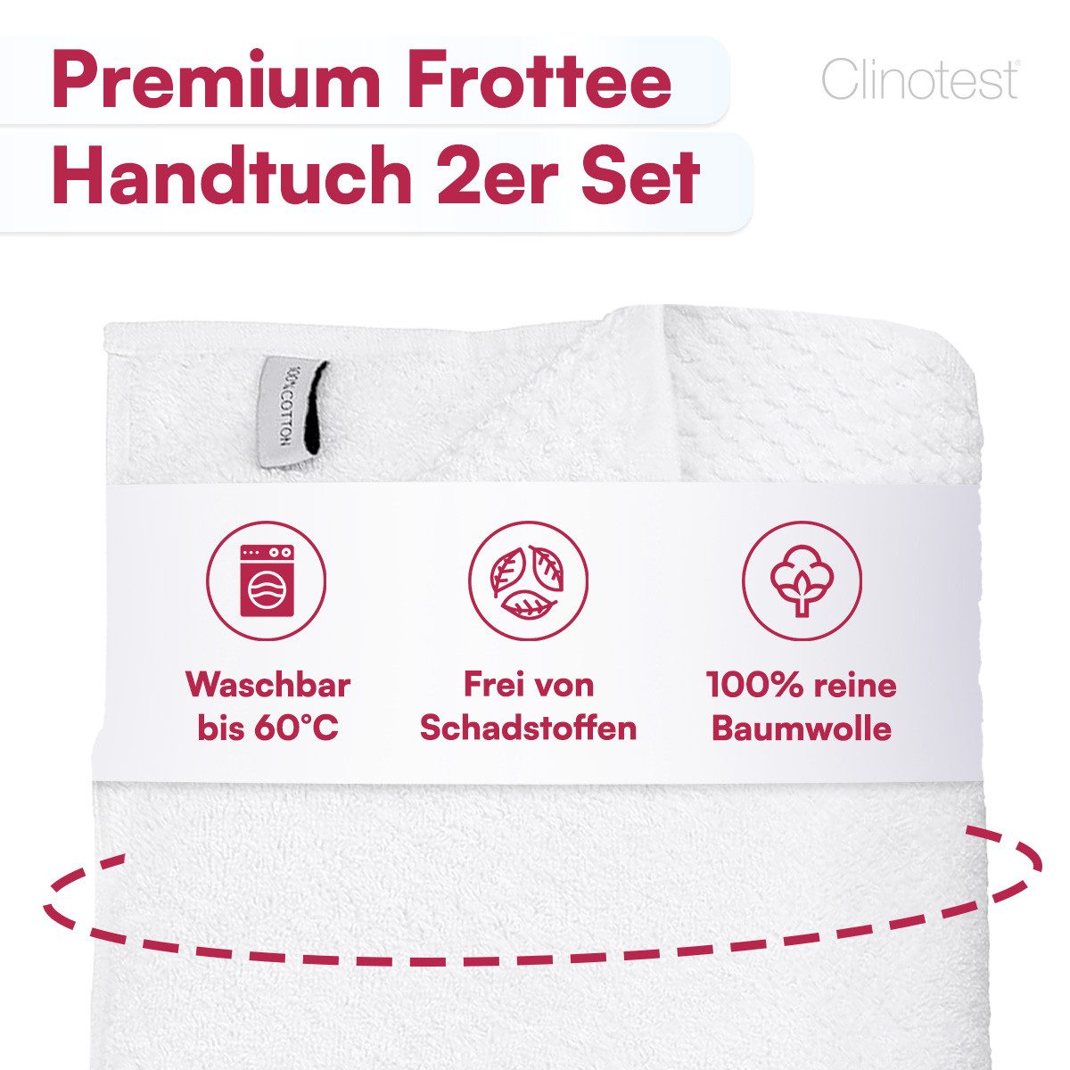 Clinotest Handtücher Baumwollhandtücher 450 GSM, (2-St), günstig online kaufen