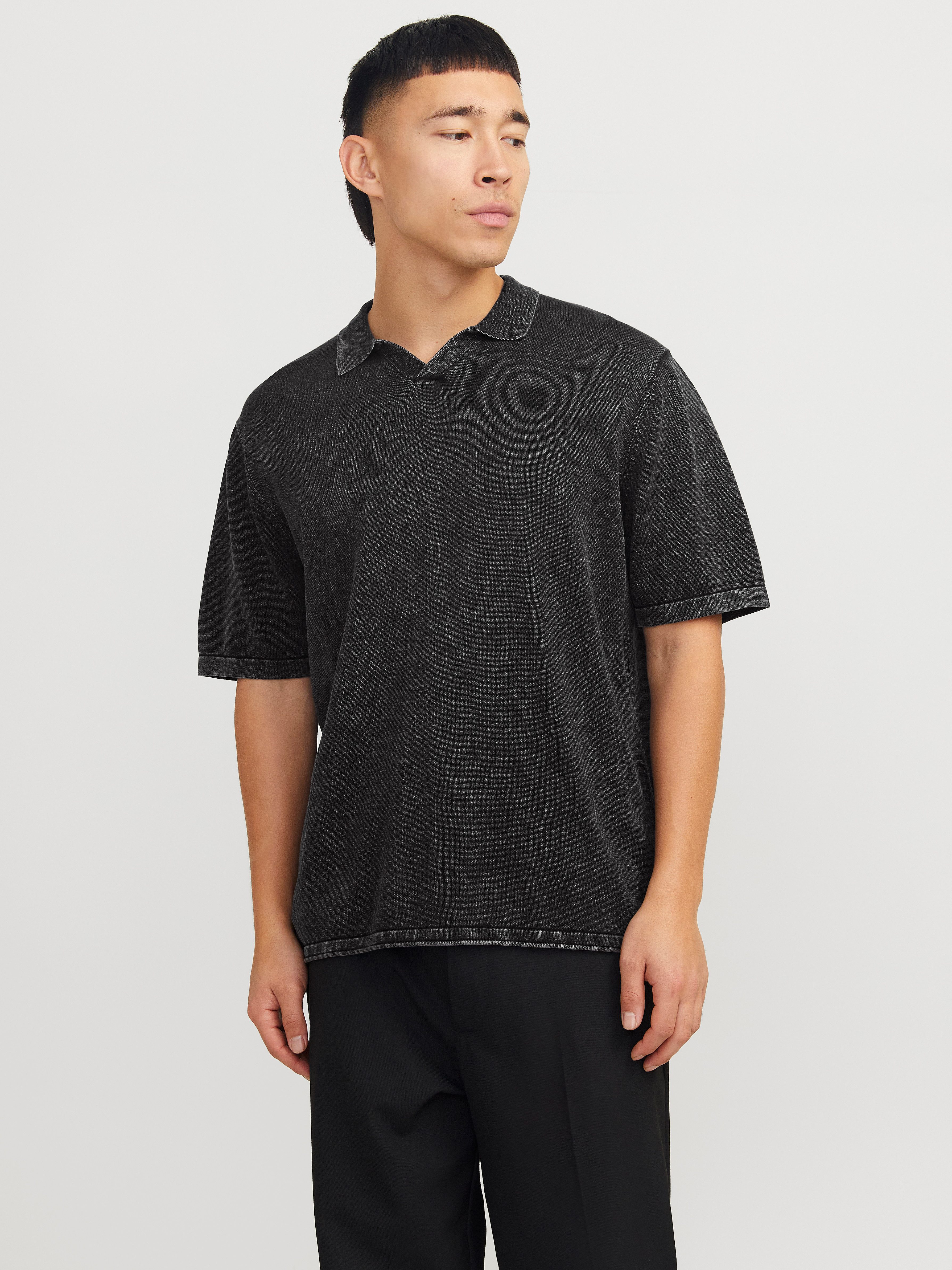 Jack & Jones Kurzarmpullover JJELEO KNIT POLO SS LN mit Polo Kragen günstig online kaufen