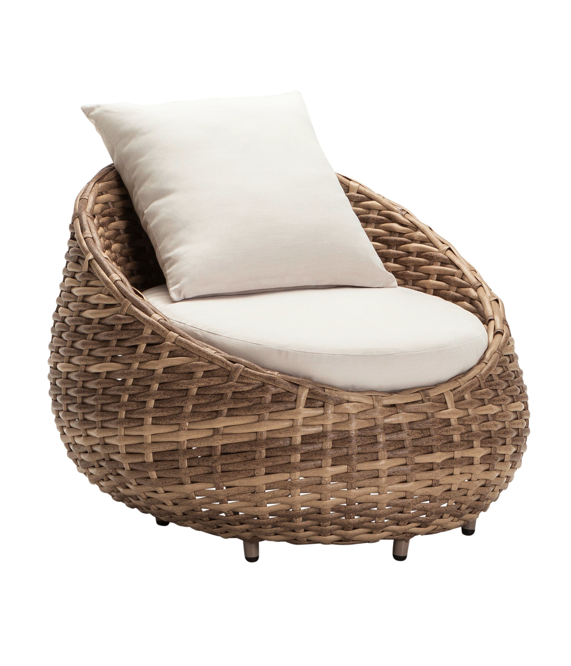 Dehner Gartenlounge-Set Geflechtsessel Tulum, 97 x 95 x 76 cm, moderner, hochwertiger Loungesessel inkl. Polster