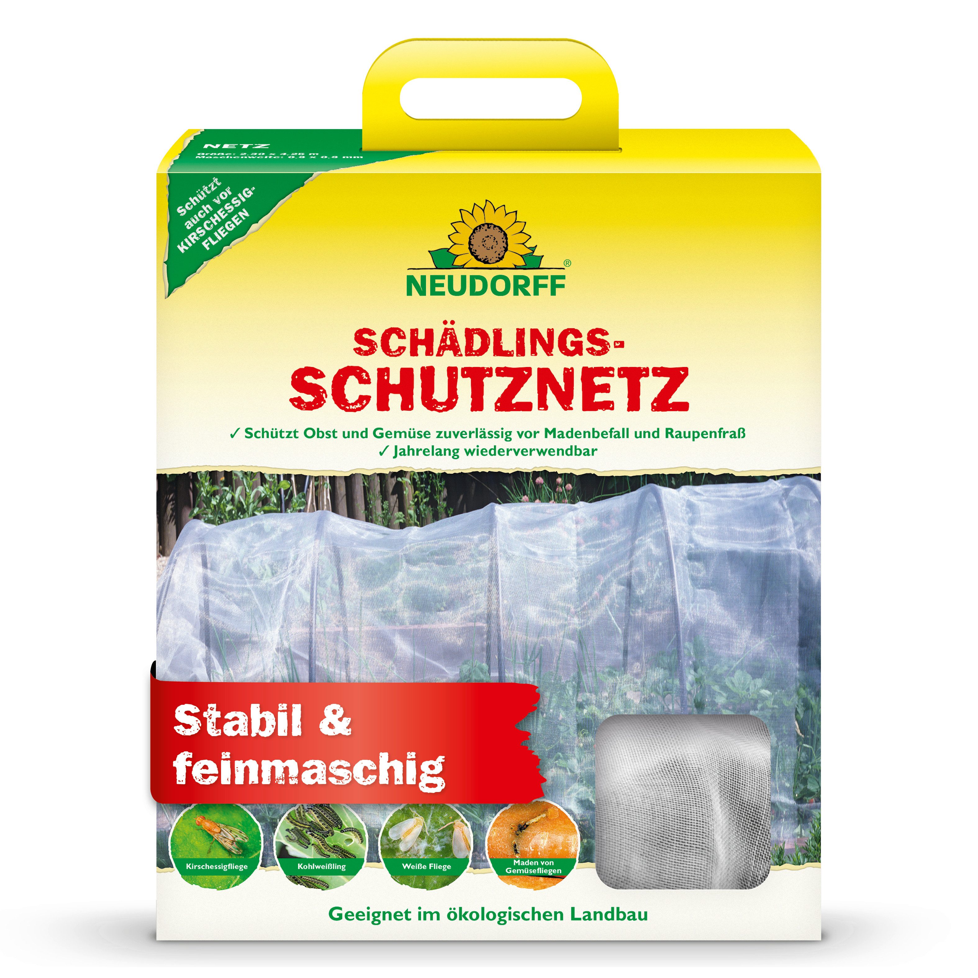 Neudorff Schutznetz SchädlingsschutzNetz 2,30m x 4,25m, (Schutznetz für Obst- und Gemüsekulturen, 1 SchädlingsschutzNetz 2,30 × 4,25 m, Maschenweite 0,8 × 0,8 mm), Feinmaschiges Schutznetz mit 0,8 × 0,8 mm Maschenweite