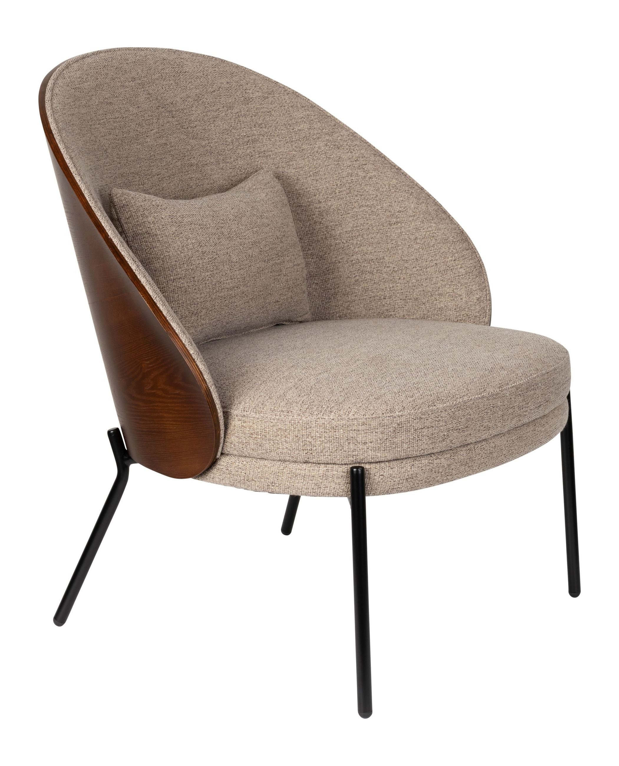 Dutchbone Loungesessel Loungesessel Rodin Beige mit Eschenholz-Gestell im Retro-Design