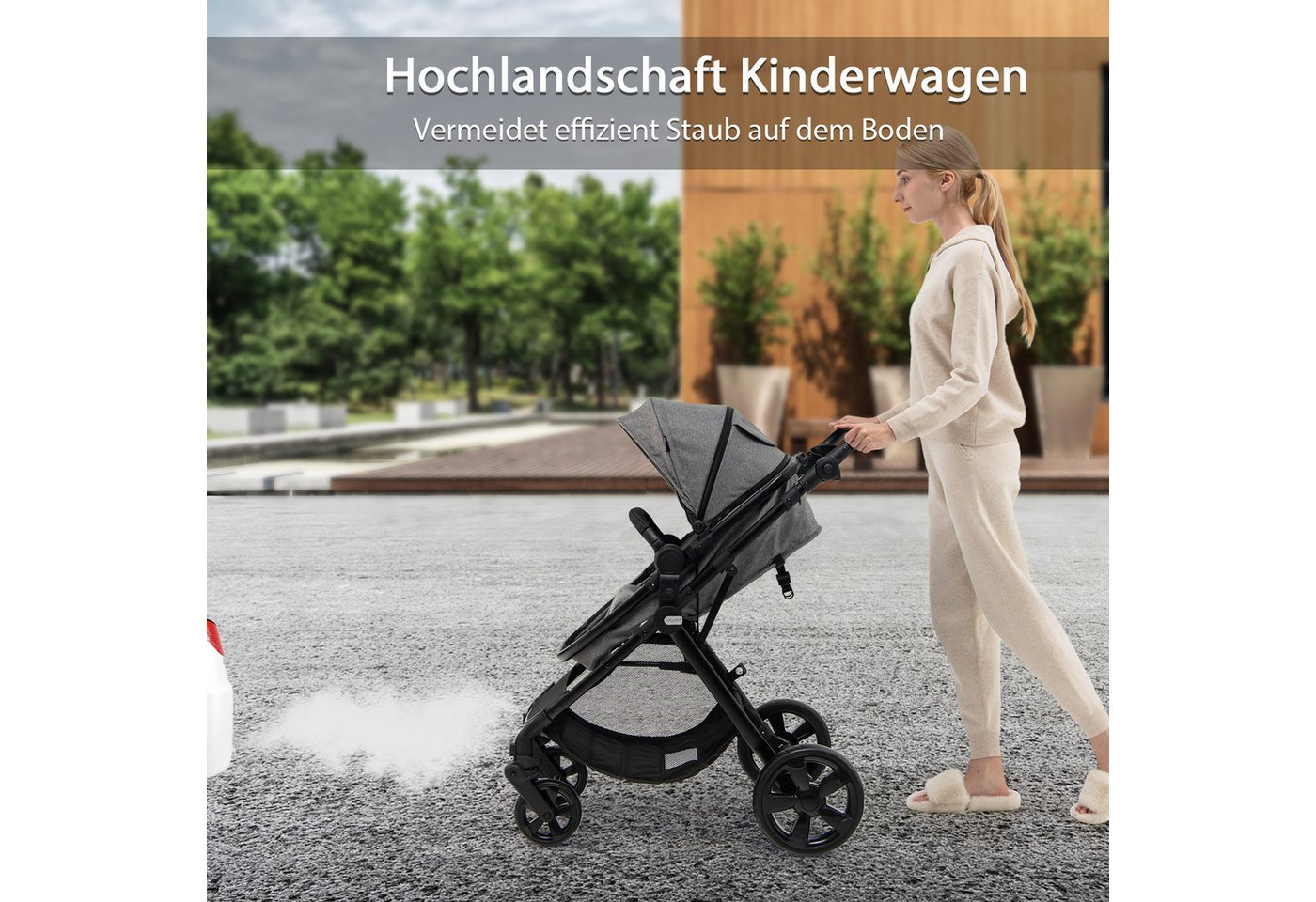 Thumbnail - KOMFOTTEU Kinder-Buggy, 3 in 1 Kinderwagen klappbar