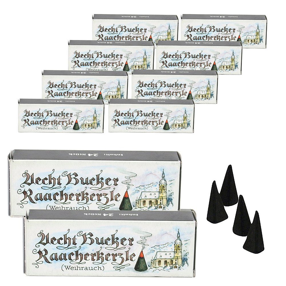 Dekohelden24 Duftkerze 10 Päckchen - Echt Bucker Räucherkerzen - Weihrauch (10er Spar-Set, 10-tlg)
