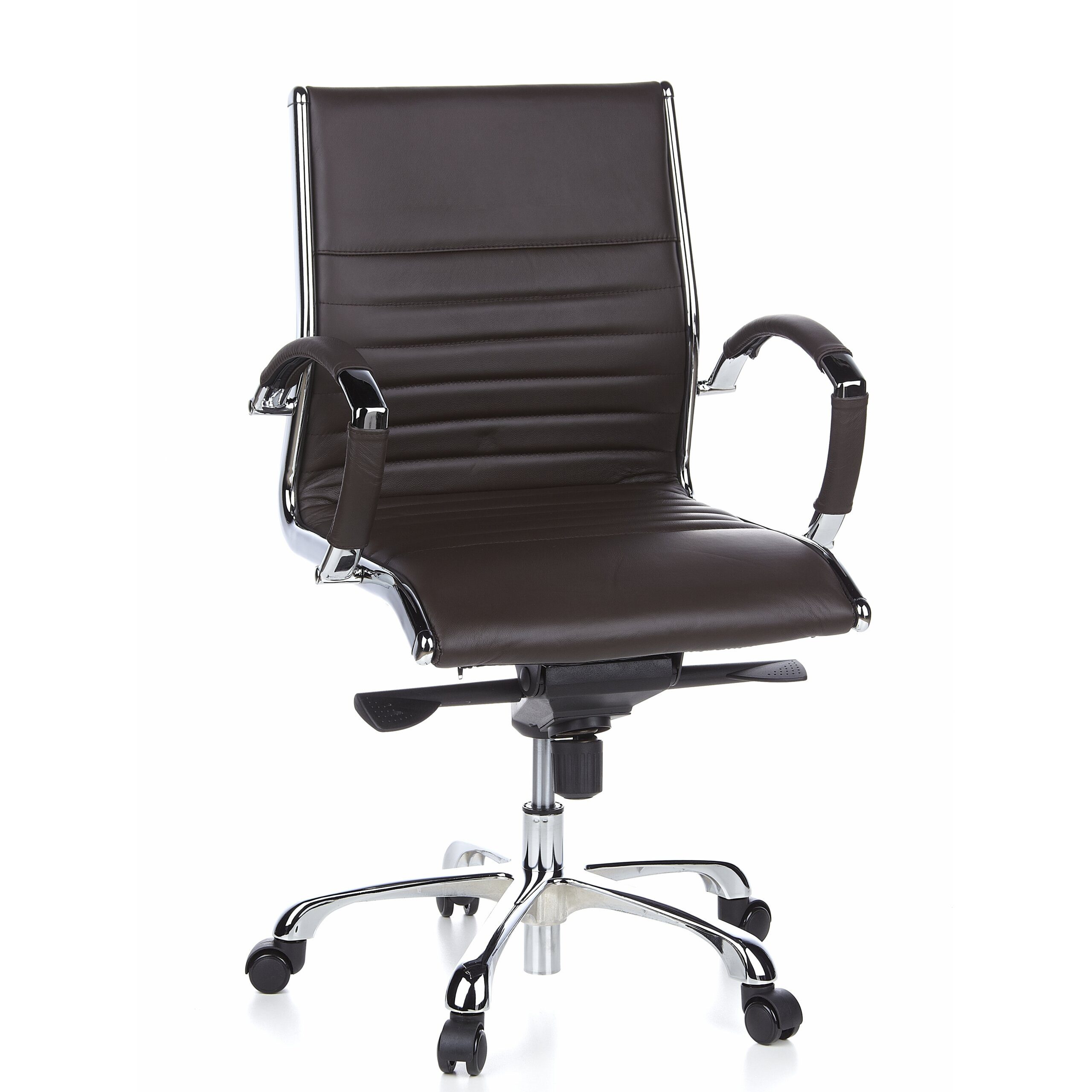 hjh OFFICE Chefsessel Profi Chefsessel Parma 10 Leder mit Armlehnen, Drehstuhl Bürostuhl ergonomisch