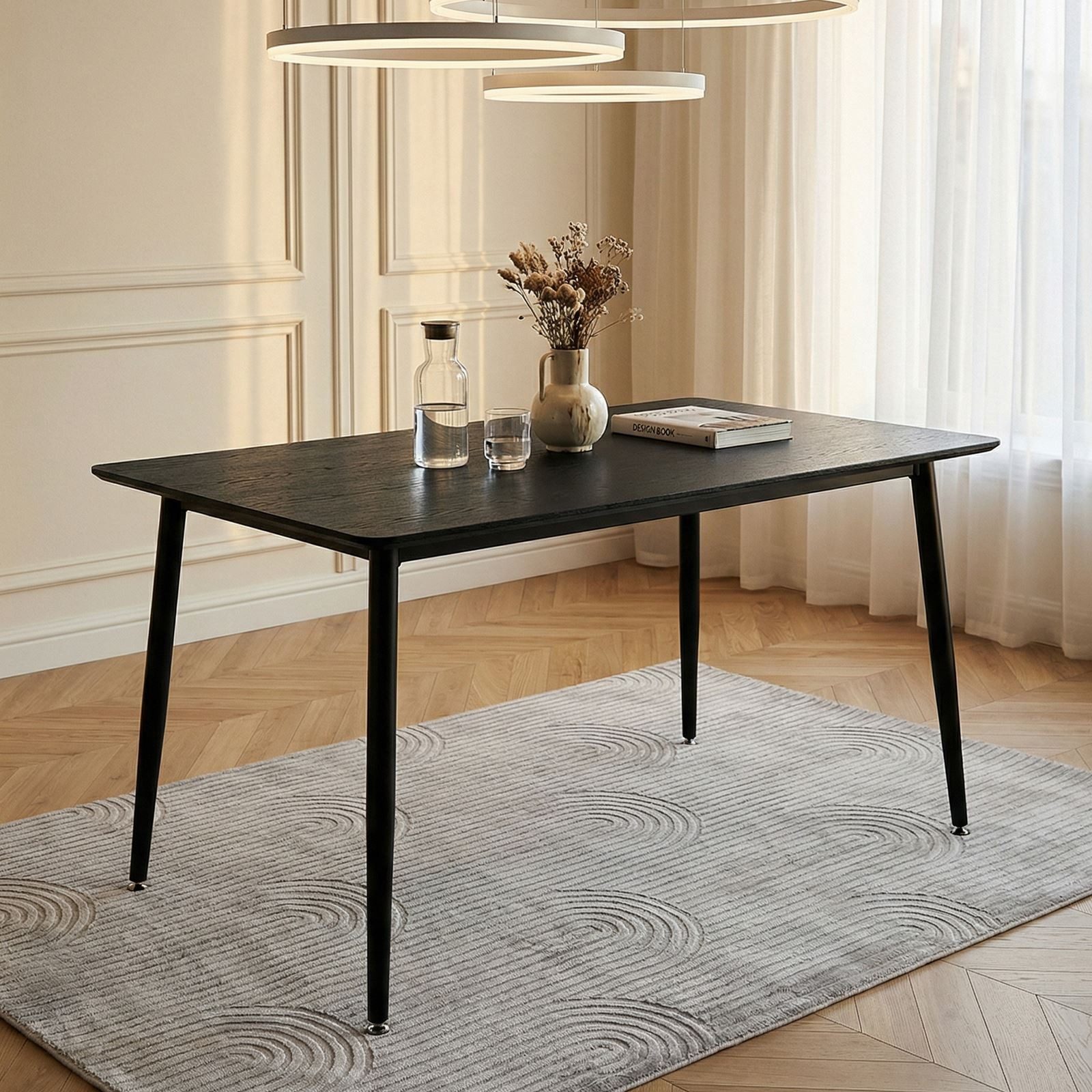 IDIMEX Esstisch NORA, Esszimmertisch 120x80 cm mit schwarzem Metallgestell Schwarz