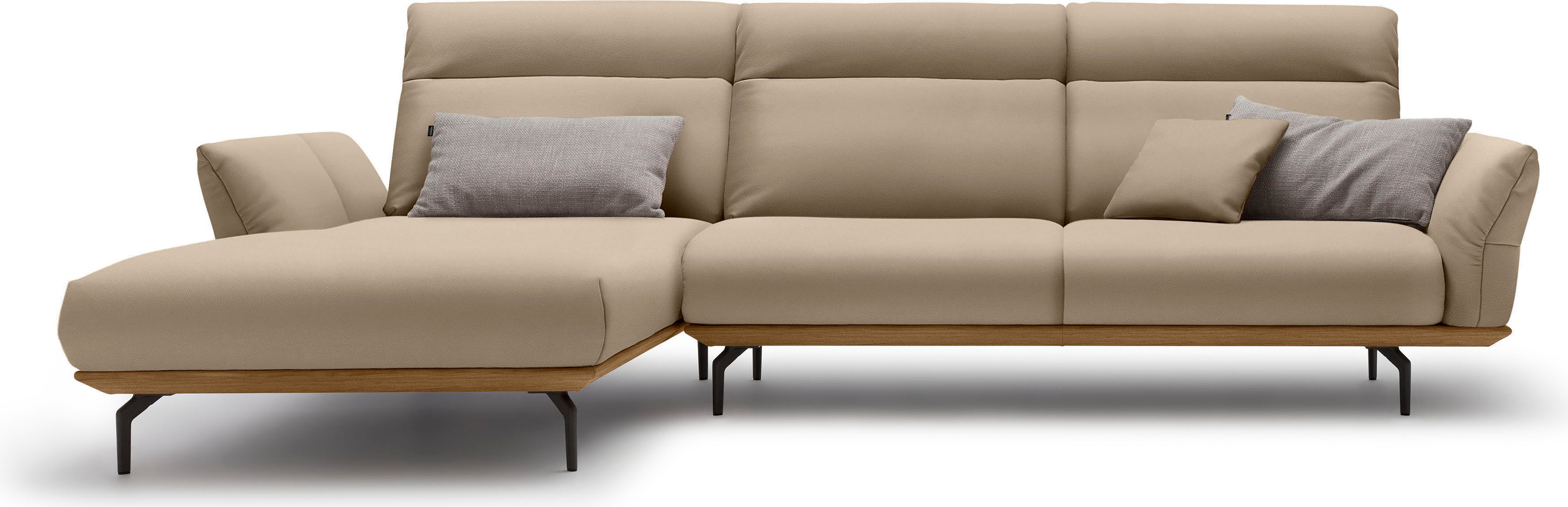 hülsta sofa Ecksofa hs.460, Sockel in Nussbaum, Winkelfüße in Umbragrau, Breite 318 cm