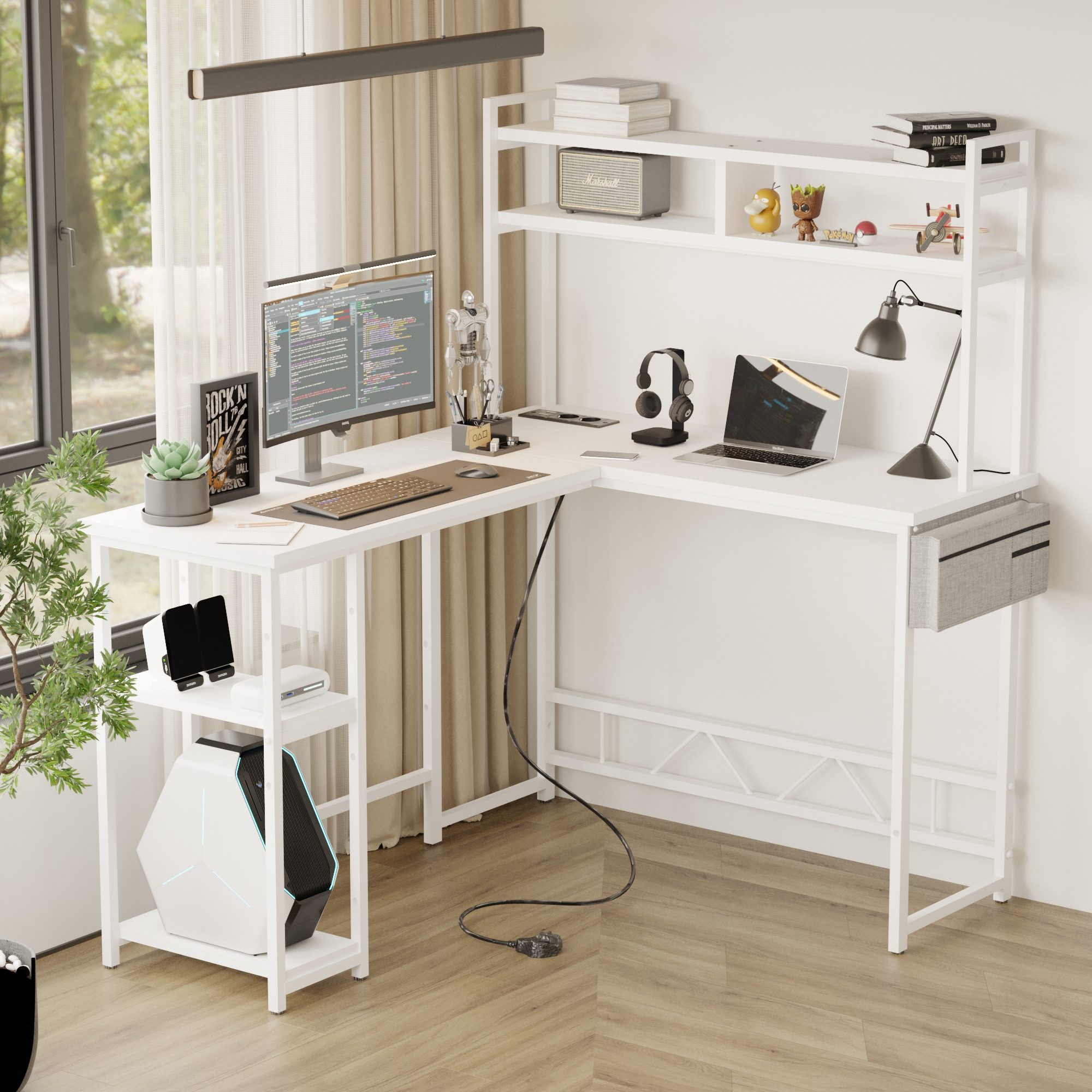 HOMALL Gamingtisch Schreibtisch mit LED und USB L-förmiger Ecktisch 160 * 1 günstig online kaufen