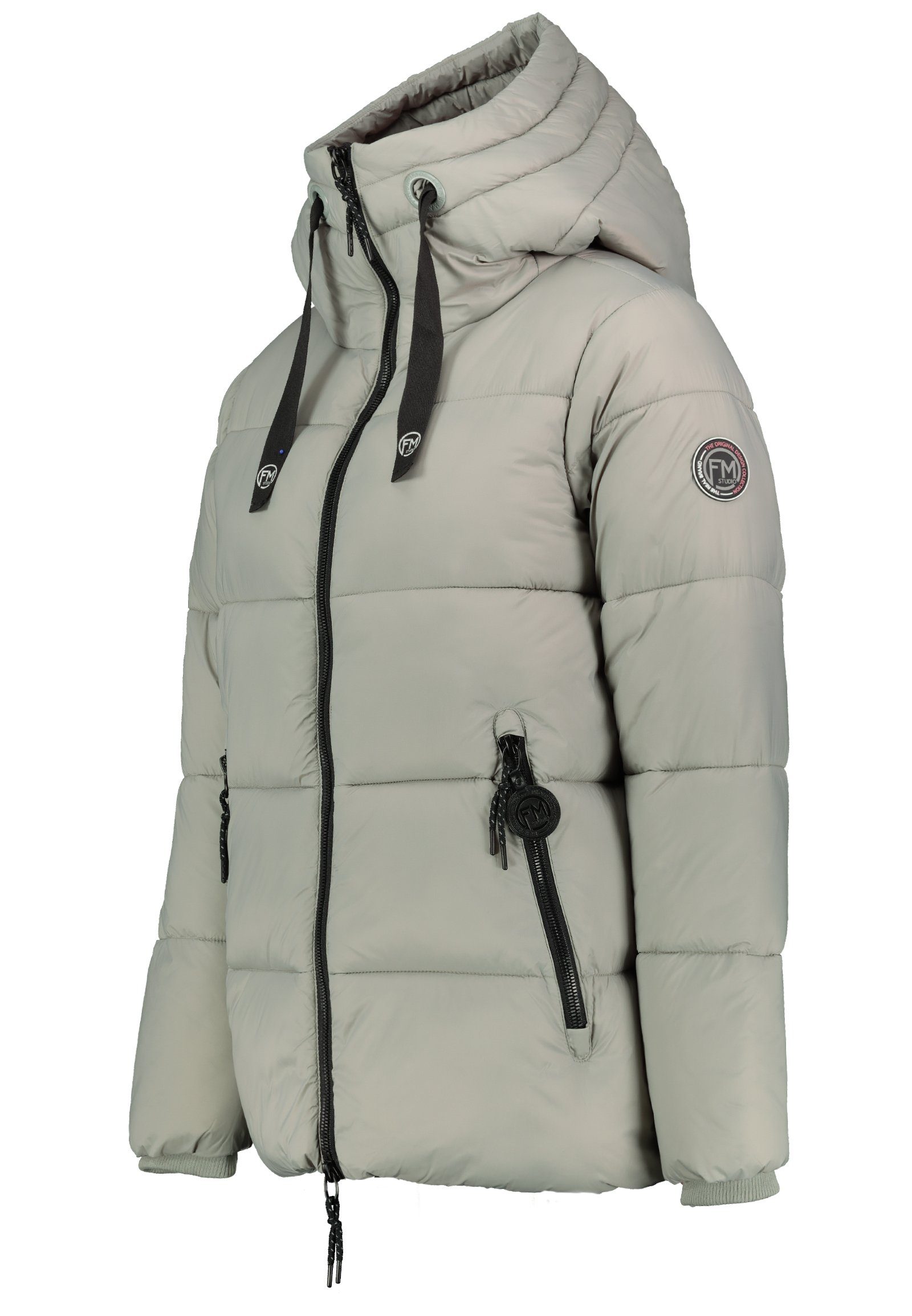 Fresh Made Steppjacke Damen Winter Stepp Jacke Parka Winterjacke Kapuze Gesteppt Stehkragen