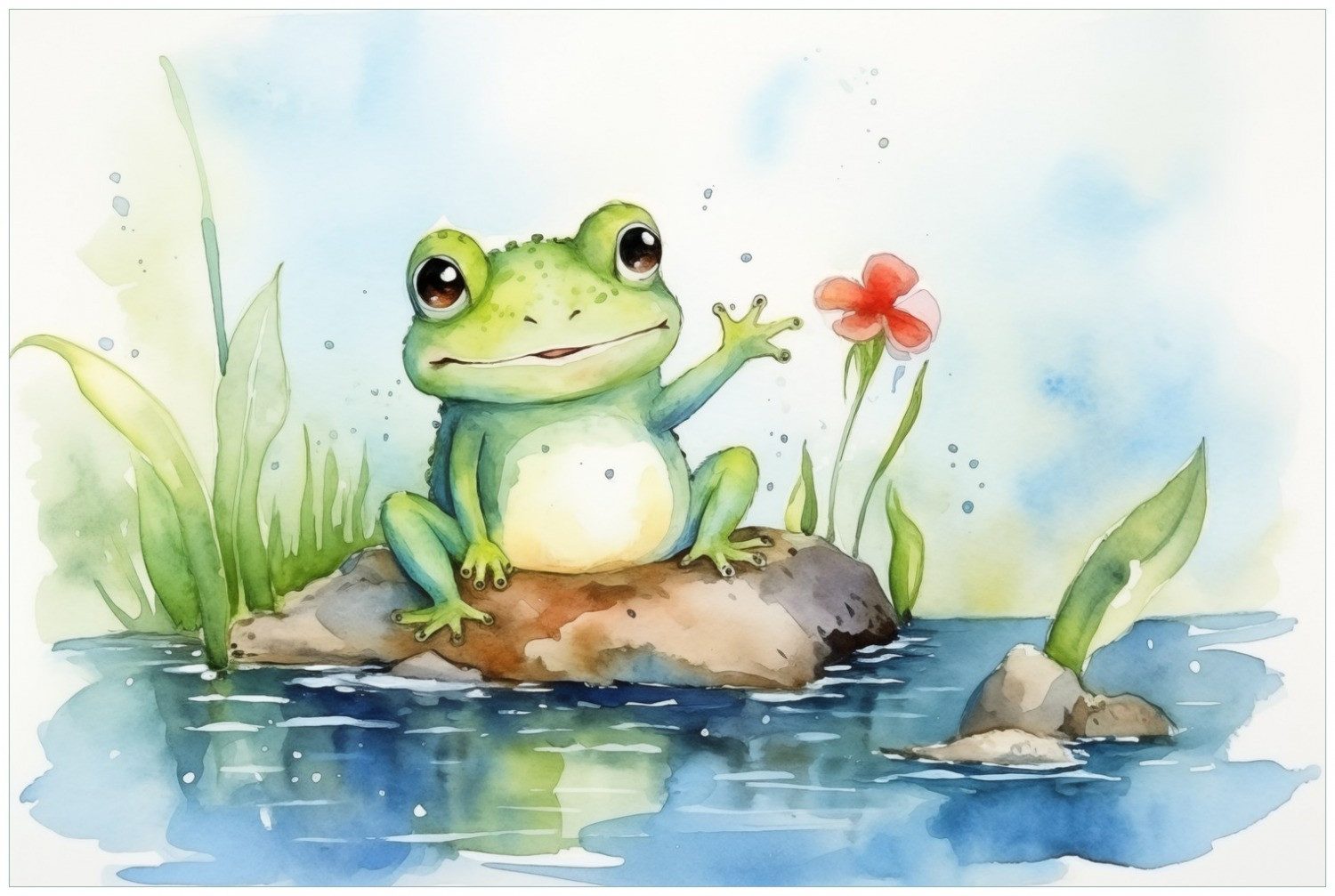 Wallario Poster, Frosch in Aquarell, in günstig online kaufen