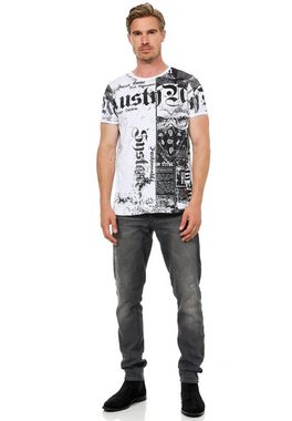 Rusty Neal T-Shirt mit Allover-Print im Used-Look