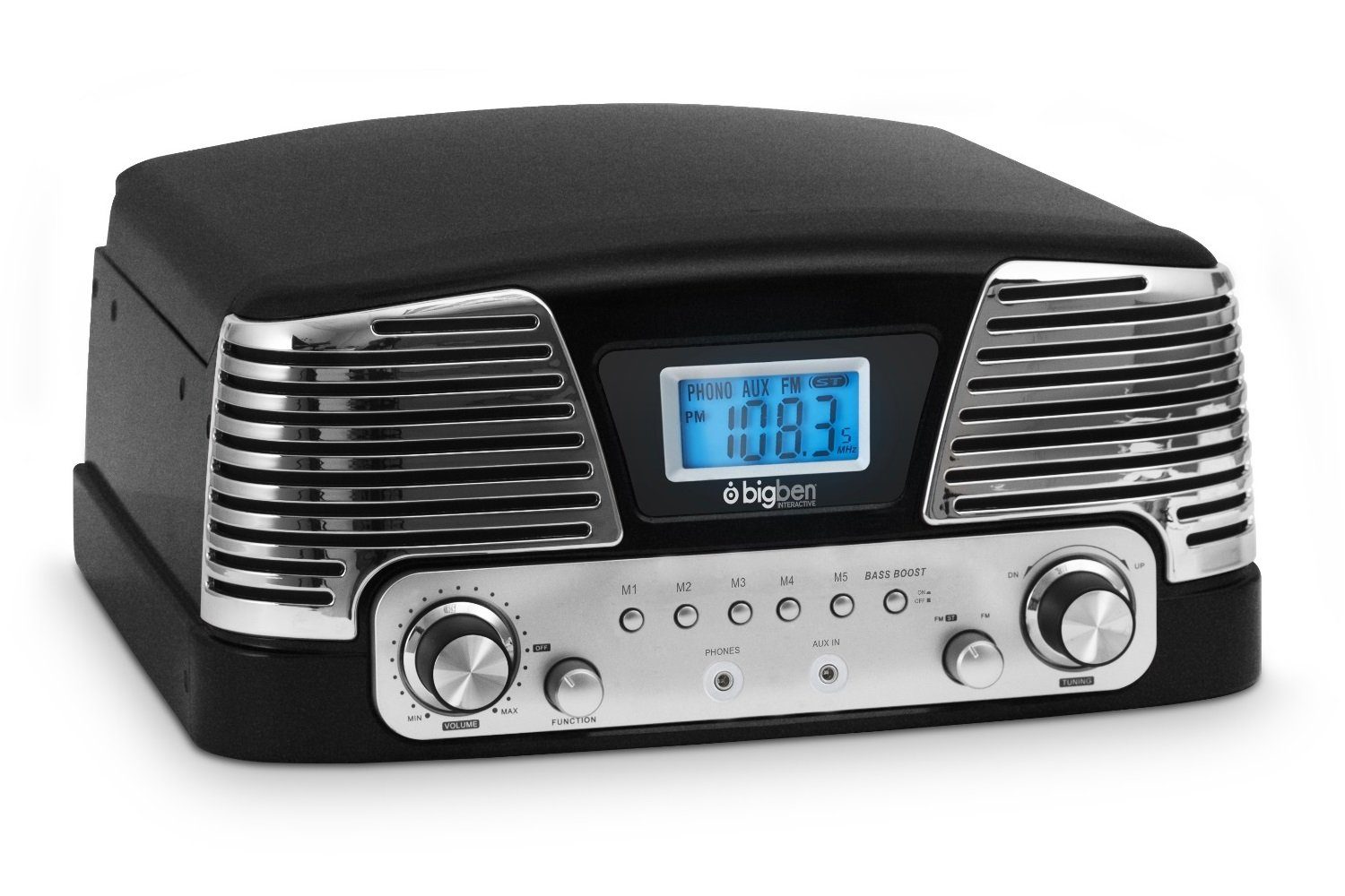 mit BigBen (Stereo Kompakt-Anlage Verstärker, Radio, Display, Plattenspieler Radio Audio-System AUX)