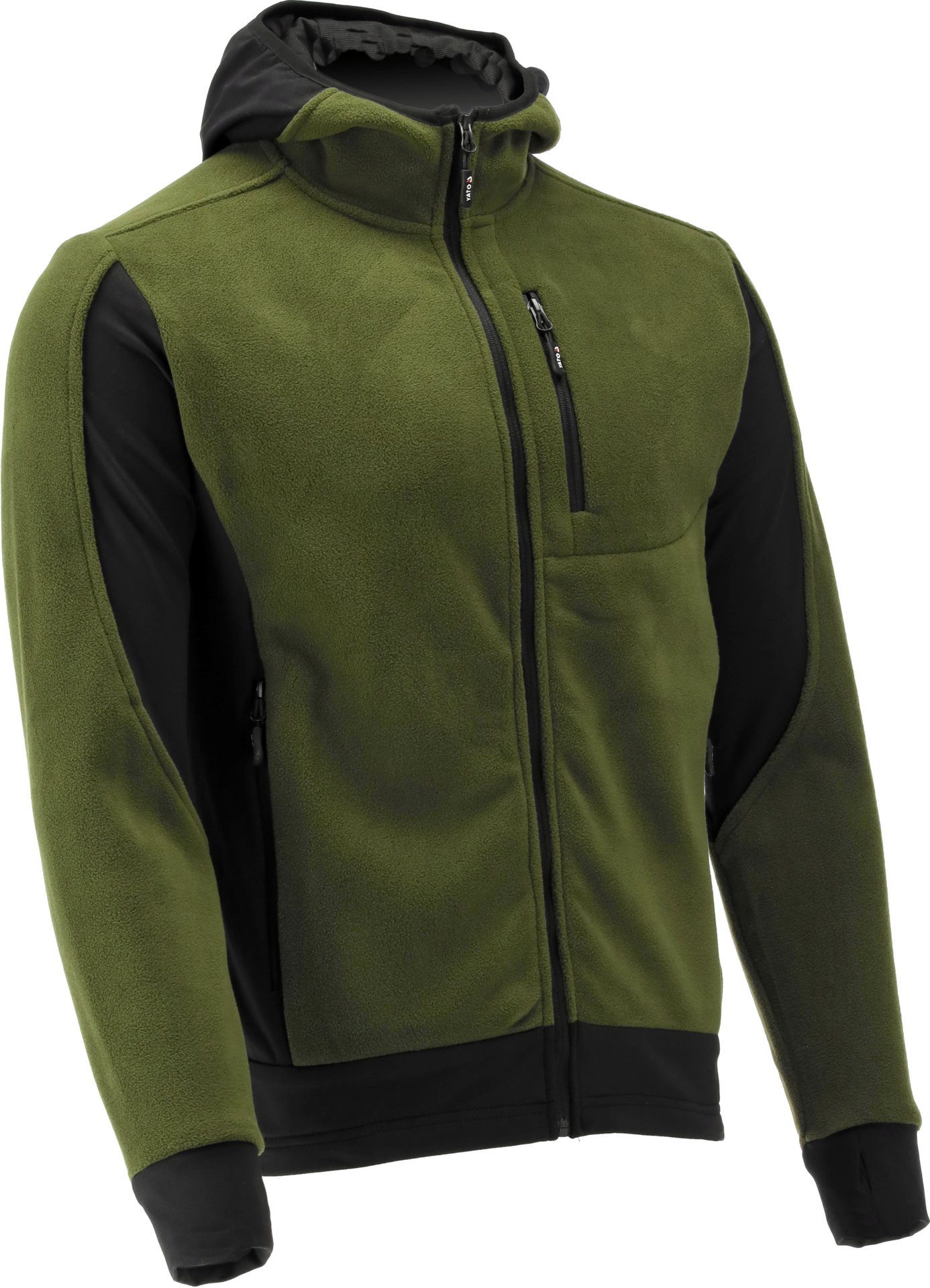 TRIZERATOP Kapuzenpullover Fleece Kapuzenpulli, Hoodie mit Reißverschluss Gr. XL grün-schwarz (einzeln)