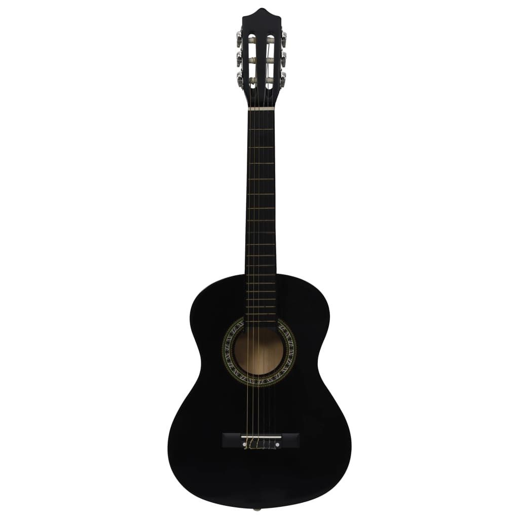 vidaXL Westerngitarre 8-tlg. Klassikgitarren-Set für Anfänger Schwarz 1/2 34"