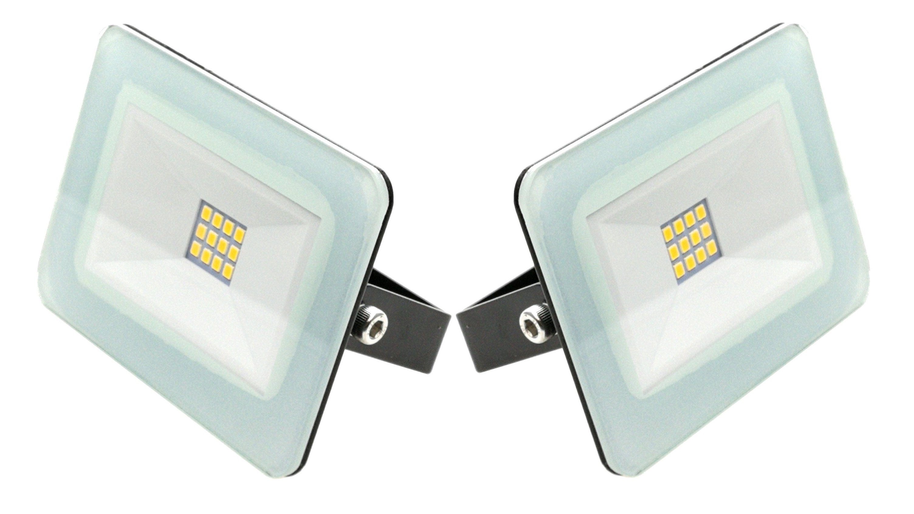 TRANGO LED Außen-Wandleuchte, 2er Pack IP65-106DC 10 Watt IP65 12/24 Volt DC - 6000K Tageslichtweiß (kaltweiss) LED Fluter, Ladeflächenbeleuchtung, Flutlicht, Точечні ліхтарики, Camping Прожектори, Tageslichtweiß, warmweiß, Arbeitslicht I Ladeflächenstrahler I Arbeitsleuchte