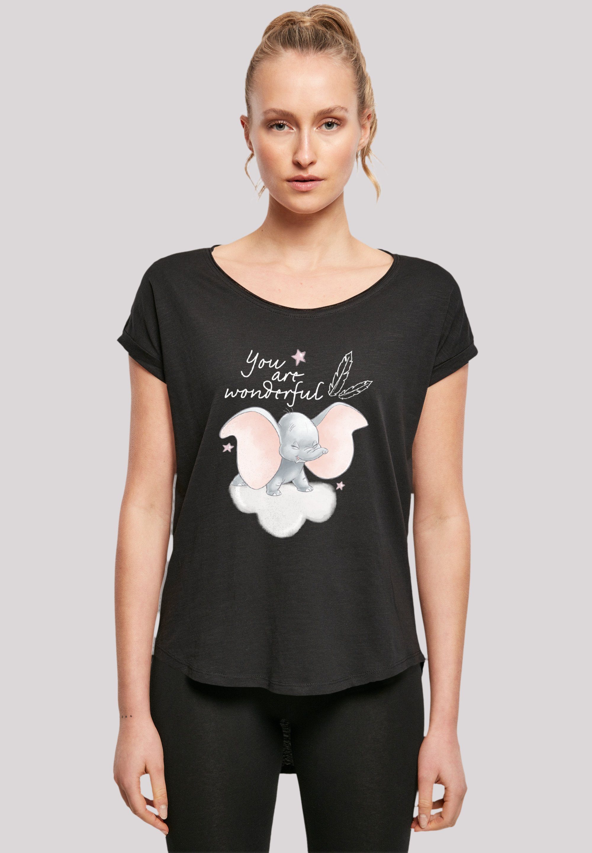 F4NT4STIC T-Shirt Disney Dumbo You Are Wonderful Premium Qualität, Hinten  extra lang geschnittenes Damen T-Shirt