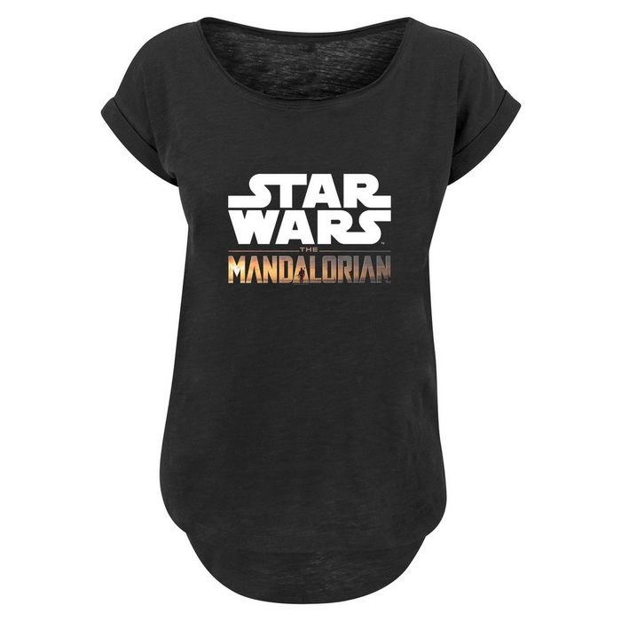 F4NT4STIC T-Shirt Long Cut T Shirt 'Star Wars The Mandalorian Logo' Damen Premium Merch Lang Longshirt Bedruckt