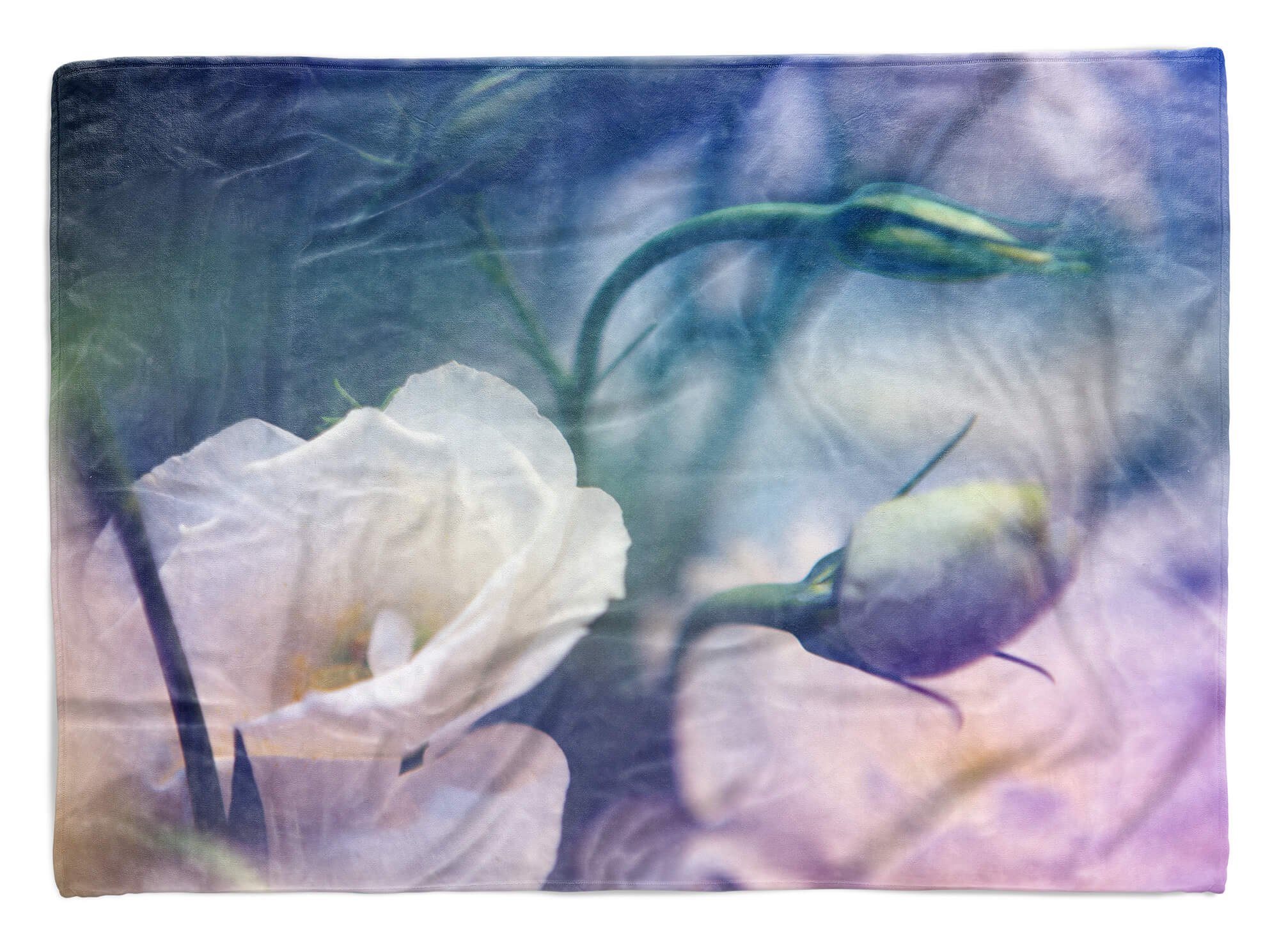 Sinus Art Handtücher Handtuch Strandhandtuch Saunatuch Kuscheldecke mit Fotomotiv Weiße Blüte Blumen, Baumwolle-Polyester-Mix (1-St), Handtuch