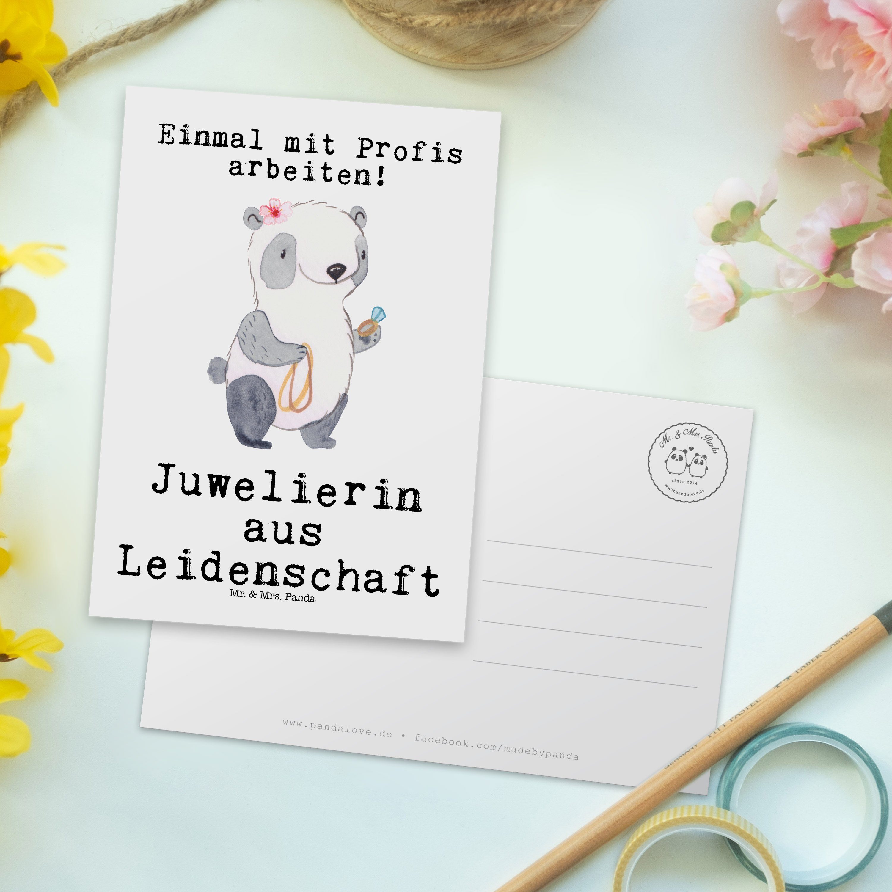 - Weiß - S Geschenk, Einladung, Leidenschaft Postkarte aus Panda Mr. Schenken, Mrs. Juwelierin &