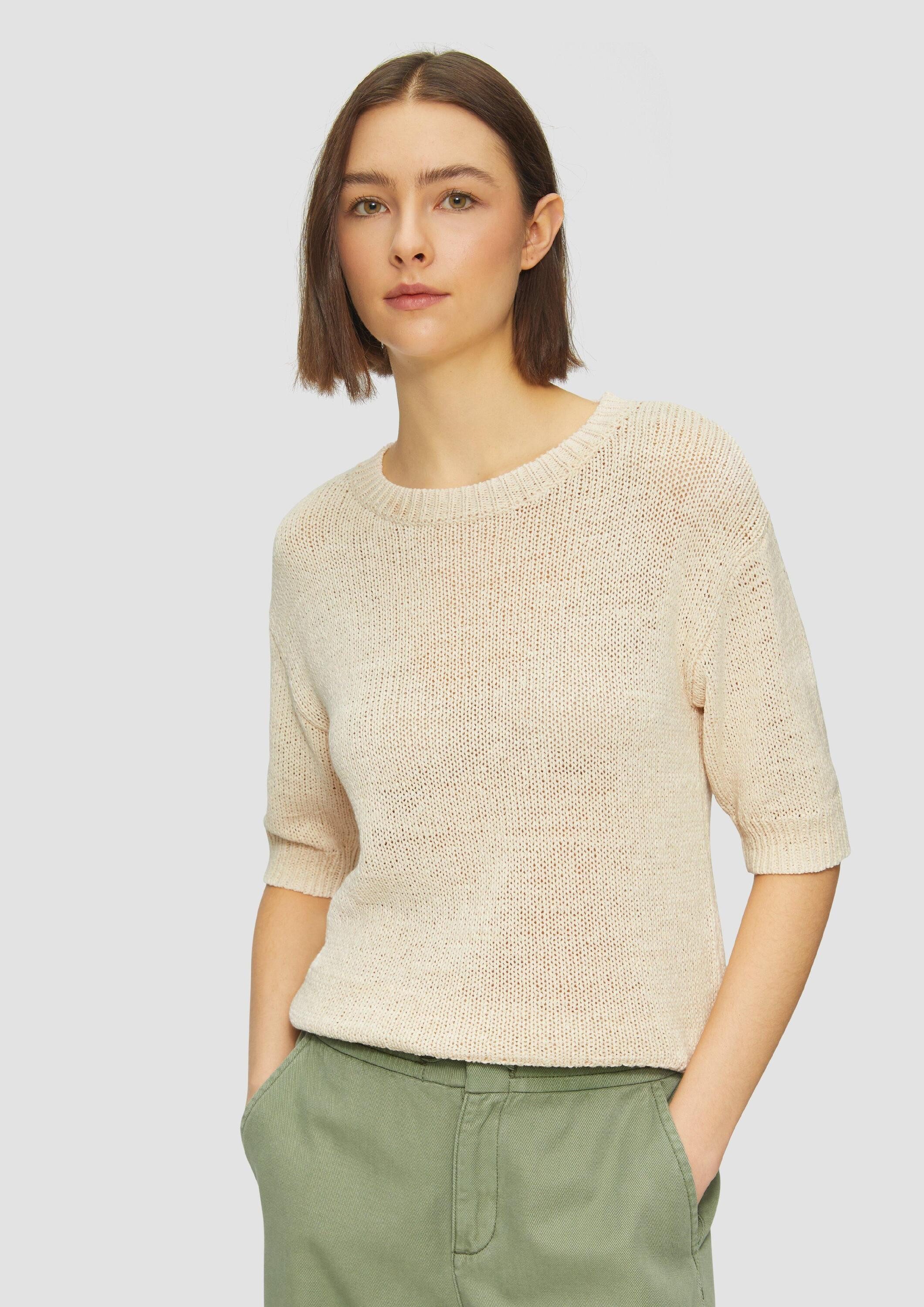 s.Oliver Kurzarmpullover Strickpullover Strickpullover aus Bändchengarn mit günstig online kaufen