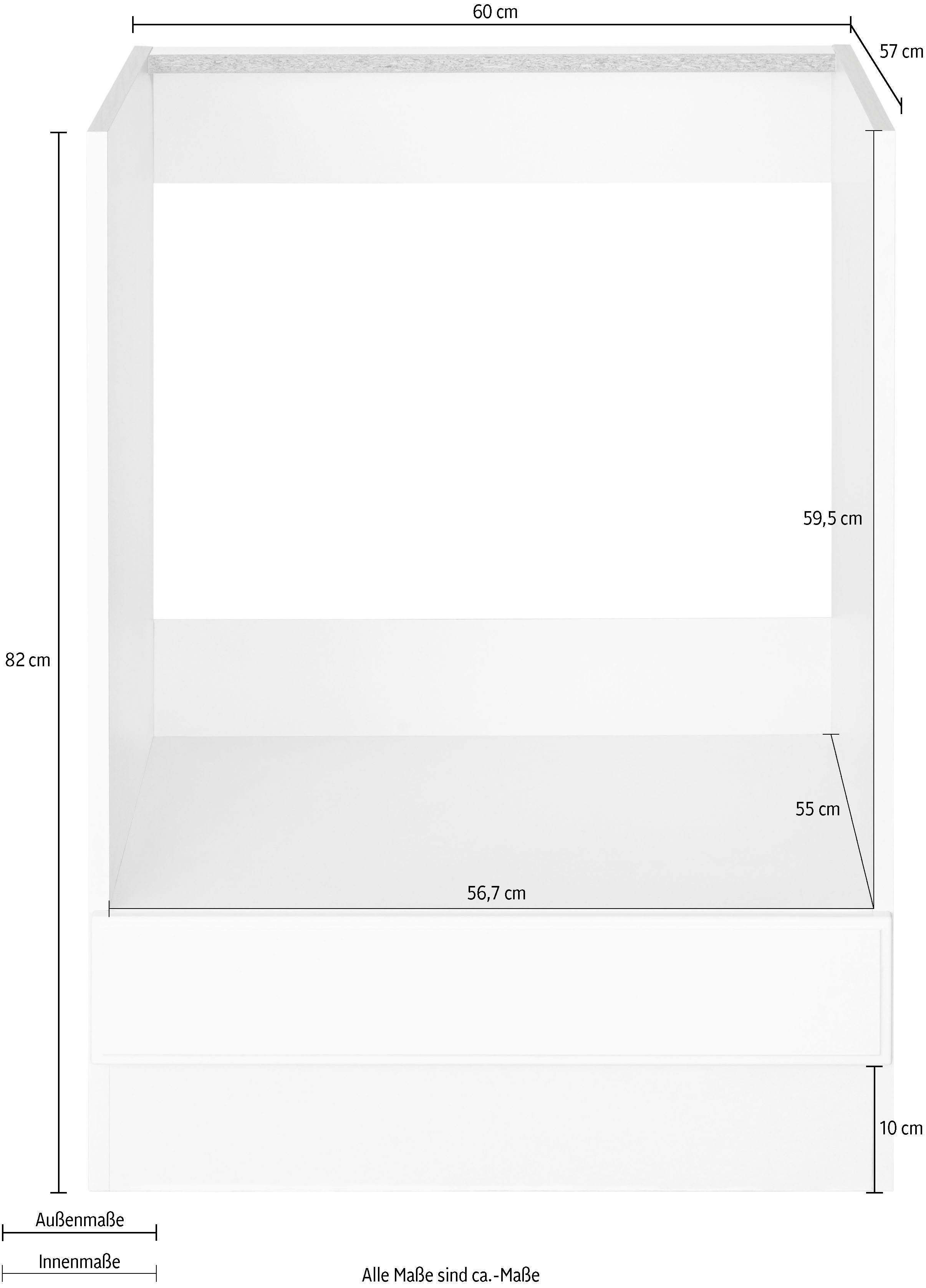 Arbeitsplatte Erla Küchen | wiho Weiß/Weiß ohne 60 cm Weiß Kassettenfront, Herdumbauschrank mit breit