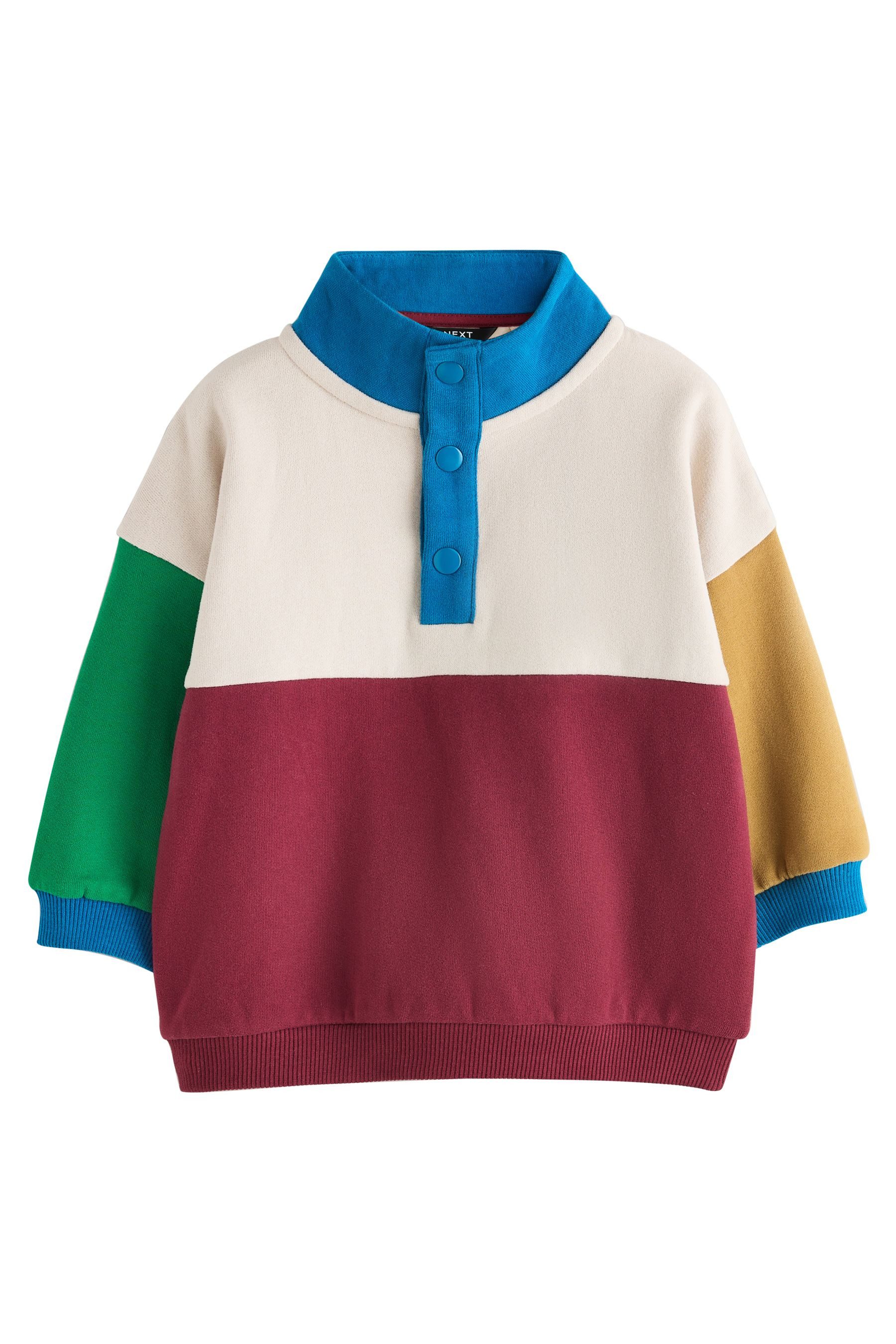 Next Sweater Oberteil mit Farbblock und Druckknopf-Ausschnitt (1-tlg)