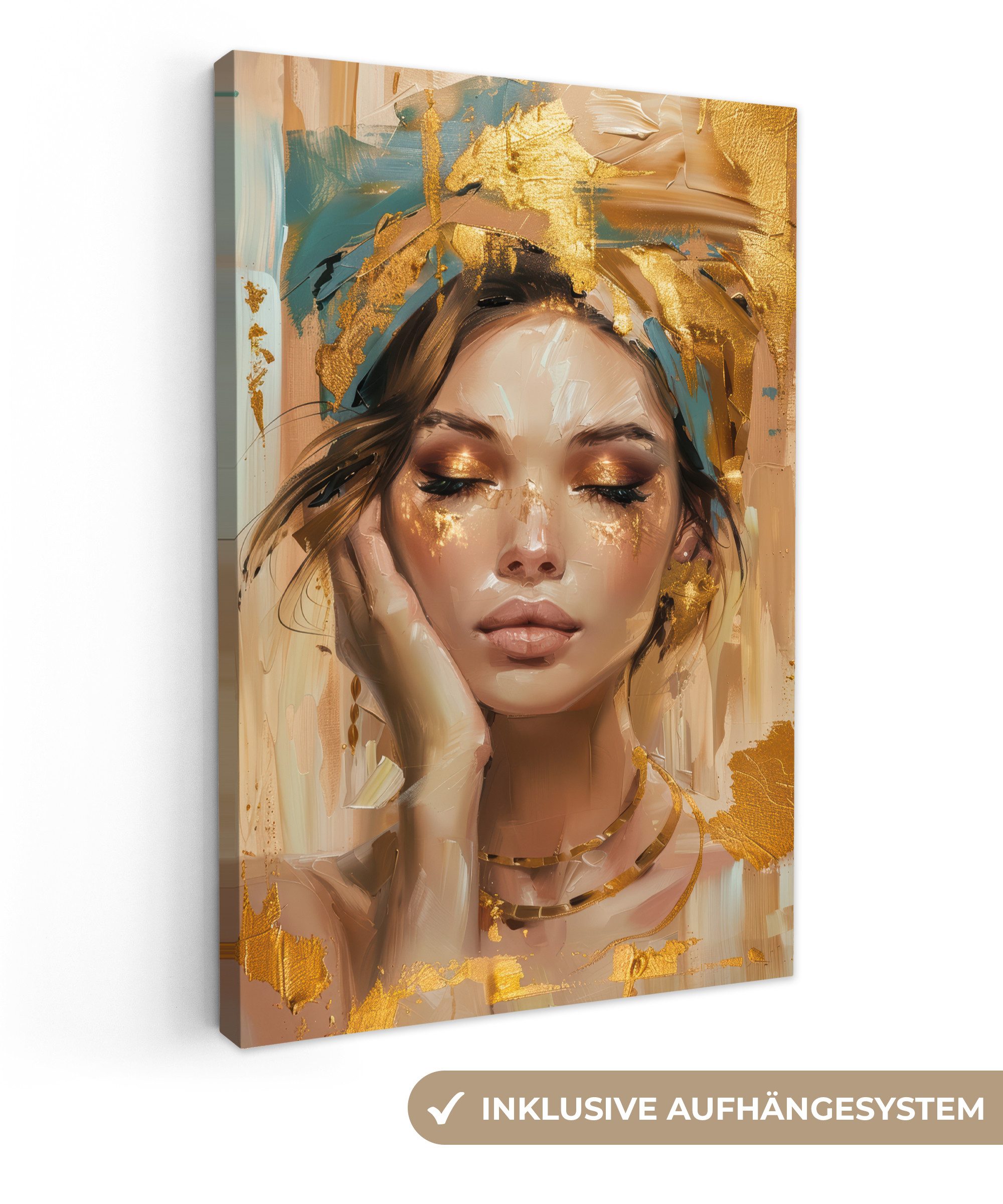 OneMillionCanvasses® Leinwandbild Frauen - Porträt - Luxus - Gold, Fotodruc günstig online kaufen