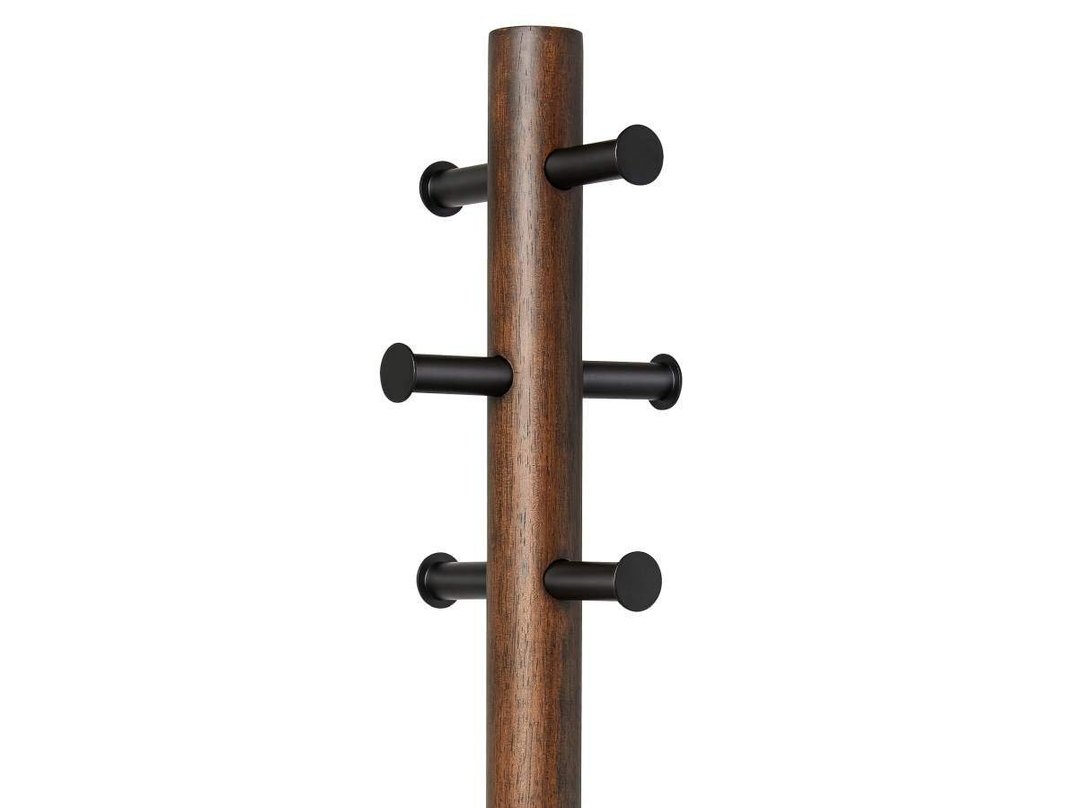 Umbra Garderobenständer Pillar, Garderobenhocker, Kleiderständer, 6 Haken, modernes Design, Holz