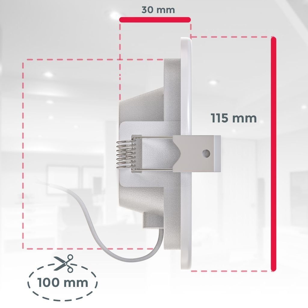 B.K.Licht LED Einbaustrahler Bad Einbauleuchten 9er Set Ultra-flach  Ø115x30mm 230V Weiß - BKL1274, LED fest integriert, Warmweiß, 9 Badezimmer-Einbausprots  Decke IP44 230V 6W 450 Lumen 3000K Warmweiß