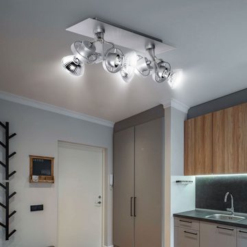 Brilliant LED Deckenleuchte, Leuchtmittel nicht inklusive, Deckenleuchte Deckenlampe Spotlampe verstellbar Wohnzimmerlampe silber