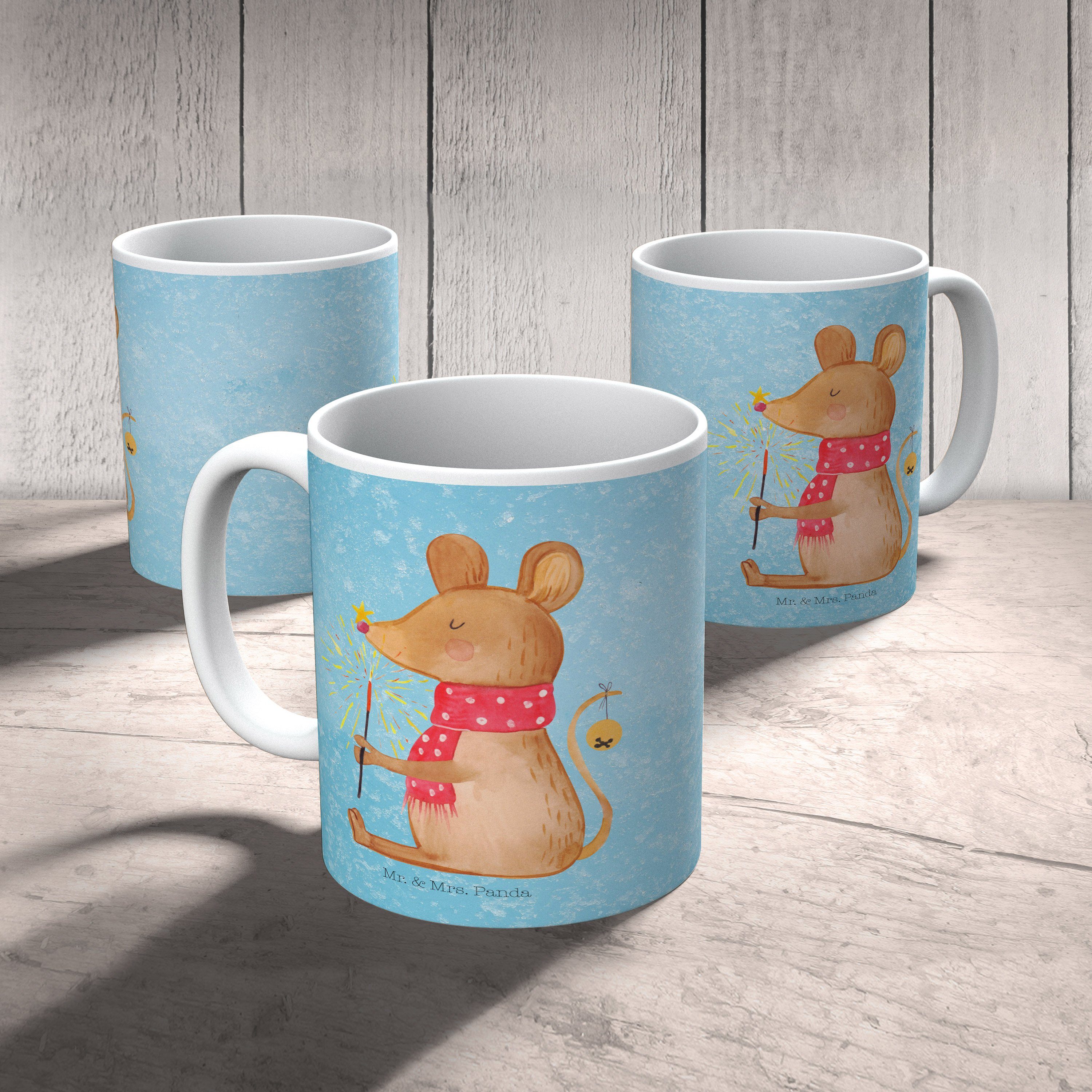 Teebecher, - Panda Tasse, Geschenk, Weihnachtsmaus Keramik Eisblau Kaffeebecher, - Tasse & Mr. Mrs.