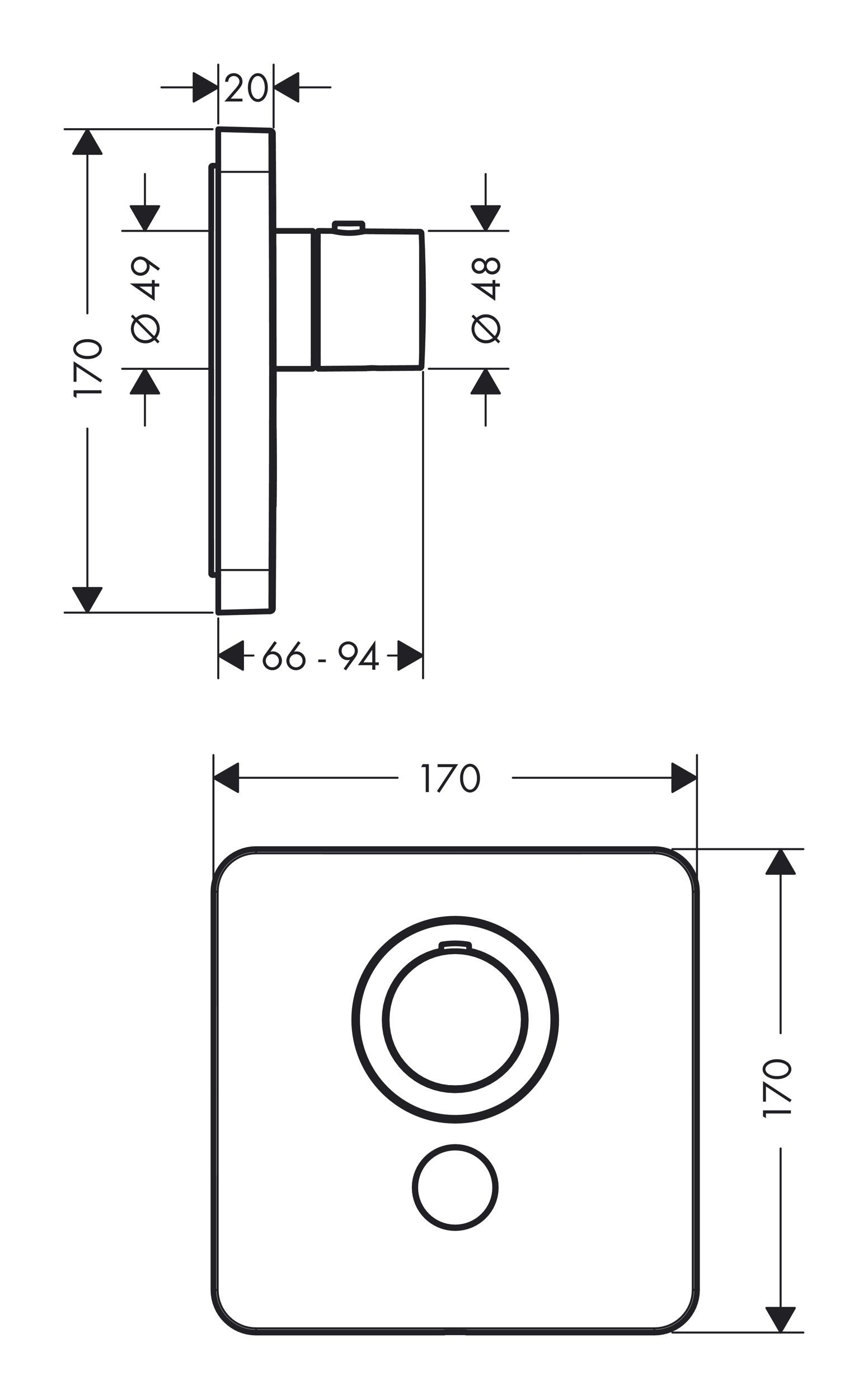 Thumbnail - hansgrohe Unterputzarmatur Axor ShowerSelect Thermostat HighFlow abgerundet f. 1 Verbraucher u. einen