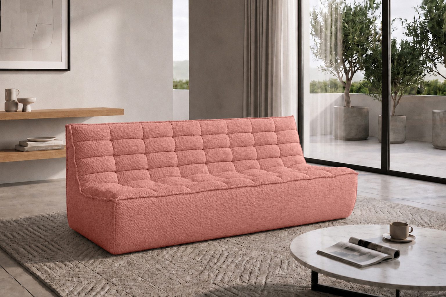 Kaiser Möbel Sofa 3-Sitzer in POP Plüschstoff, LAZY, Einzelmöbel, Modulares Design, 3D-Plüschstoff, kombinierbar mit weiteren Modulen