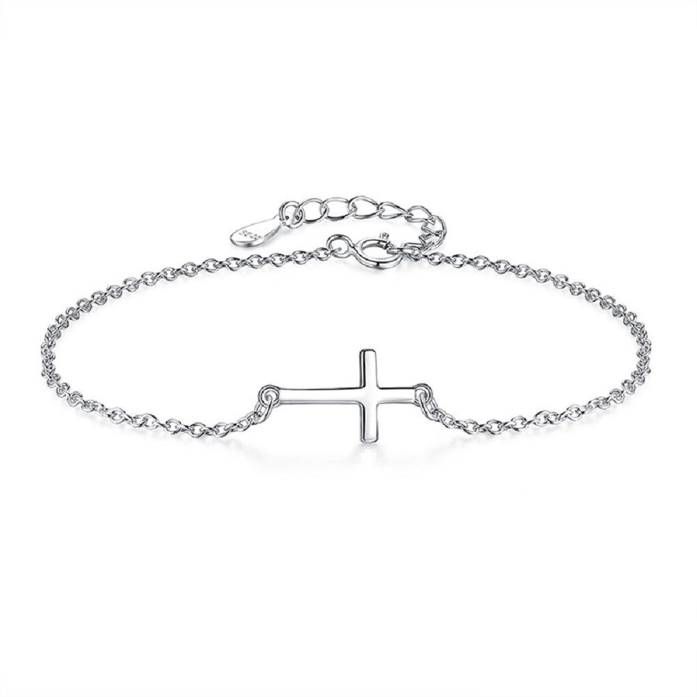 PANDACHARMS Silberarmband Armkettchen mit Kreuz, 925er Sterling Silber, Длина variabel 15-22cm
