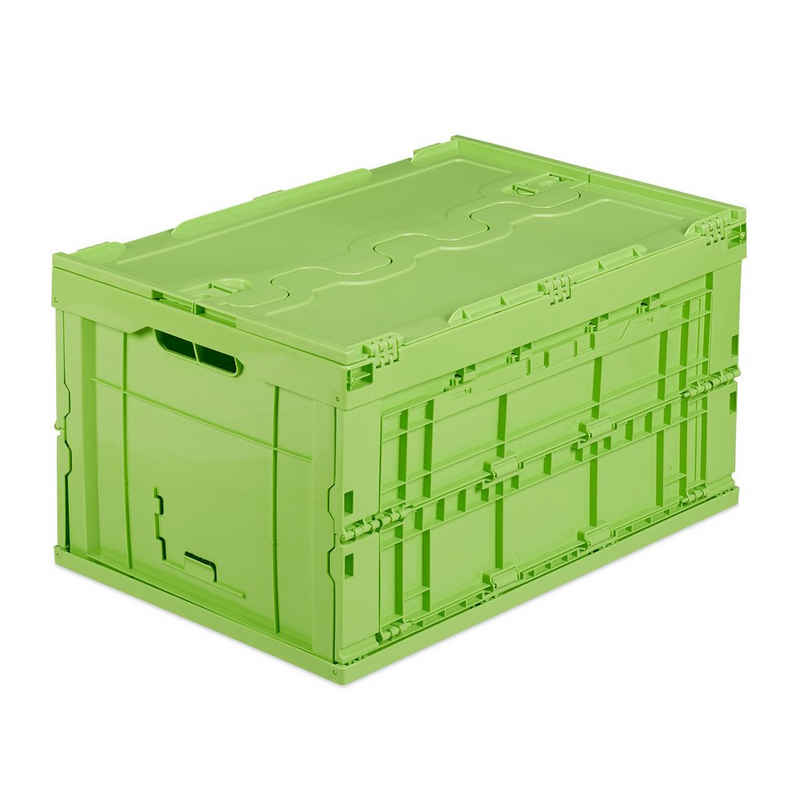 relaxdays Klappbox Transportbox 60 L mit Deckel, Grün
