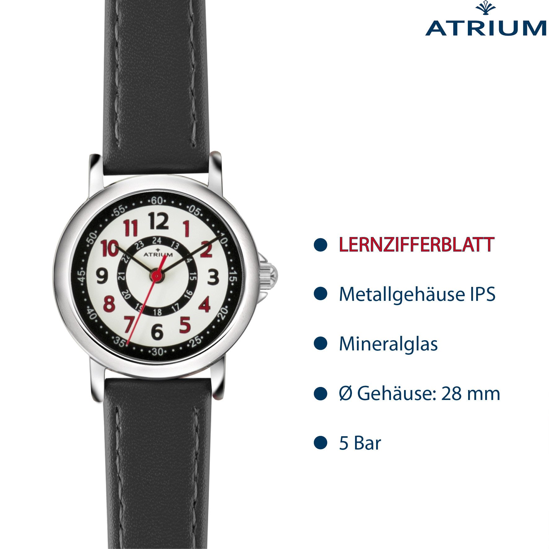 Atrium Quarzuhr A31 Kinder Armbanduhr, analog bunt deutlich Uhrzeit lernen Geschenkidee Ø 27mm